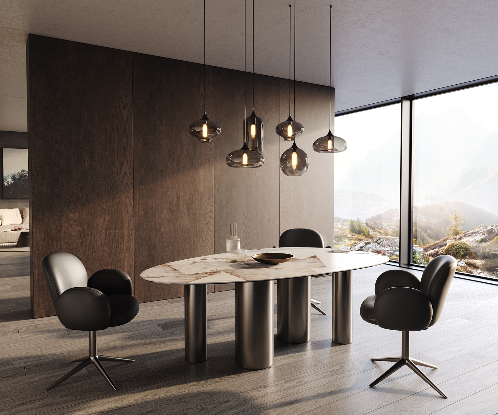 Eettafel Edge Oval 220x120 keramiek Iris FMG Patagonia Lappato Pilier roestvrij staal grafiet 5 Eettafel Edge Oval 220x120 keramiek Iris FMG Patagonia Lappato Pilier roestvrij staal grafiet 5