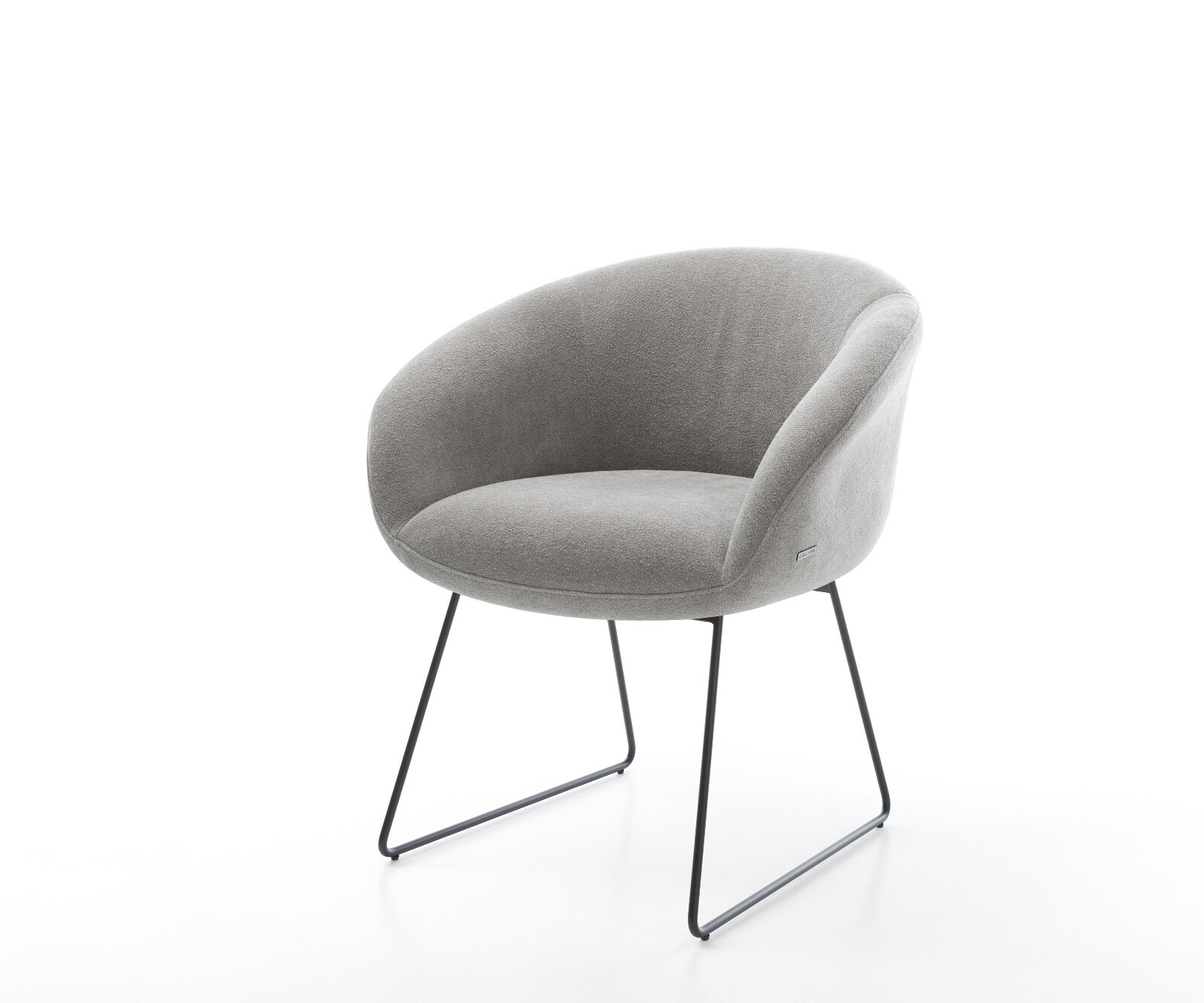 Eetkamerstoel Vinka-Flex met armleuning zachte stof met structuur grijs slipframe zwart pocketveer kern