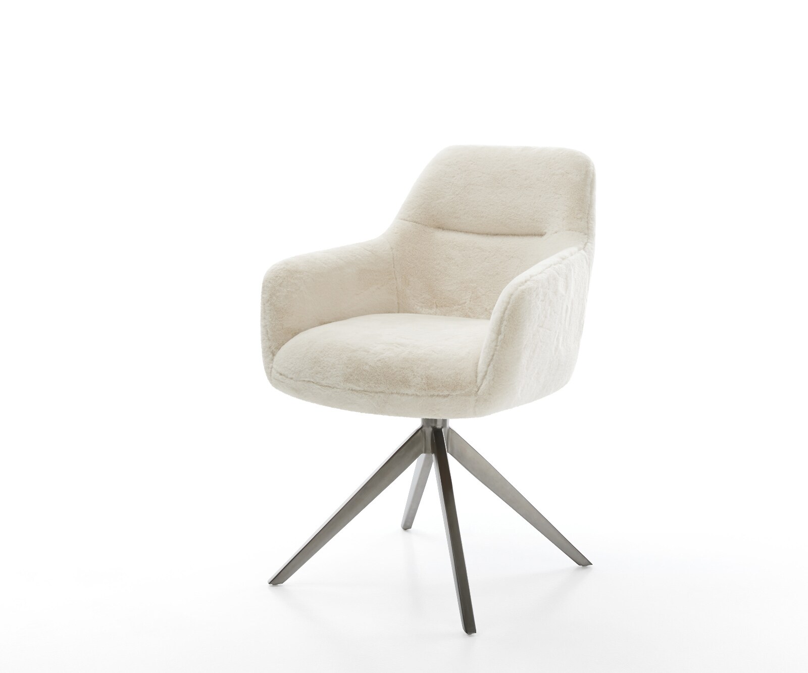 Draaistoel Pejo-Flex pluchen crème-wit kruisframe breed grafiet 360° draaibaar rocker-functie pocketveer kern 1