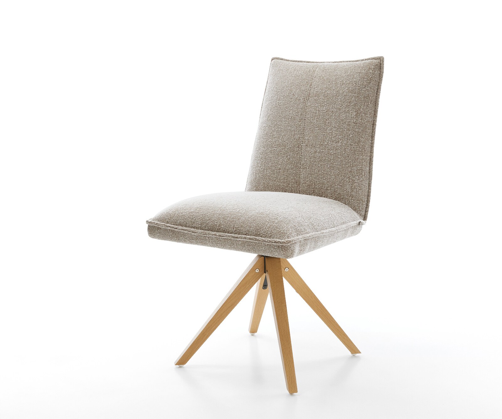 Draaistoel Lelio-Flex geweven stof beige houten frame hoekig natuur 360° draaibaar pocketveer kern 1