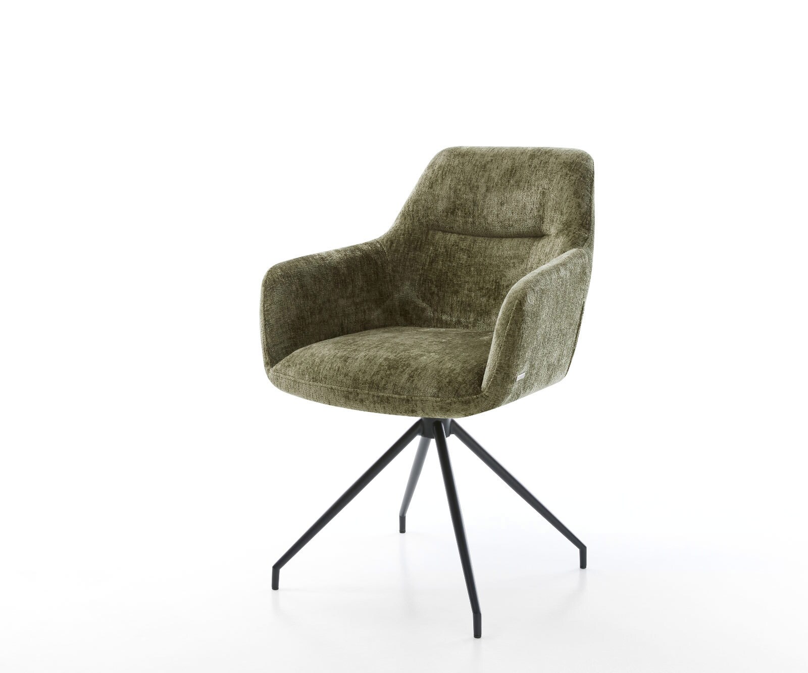 Draaistoel Pejo-Flex chenille olijfgroen kruisframe conisch zwart 180° draaibaar pocketveer kern