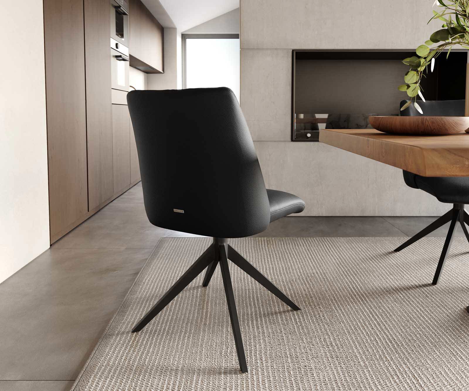 Draaistoel Elso-Flex echt leer zwart kruisframe breed zwart 360° draaibaar pocketveer kern 4