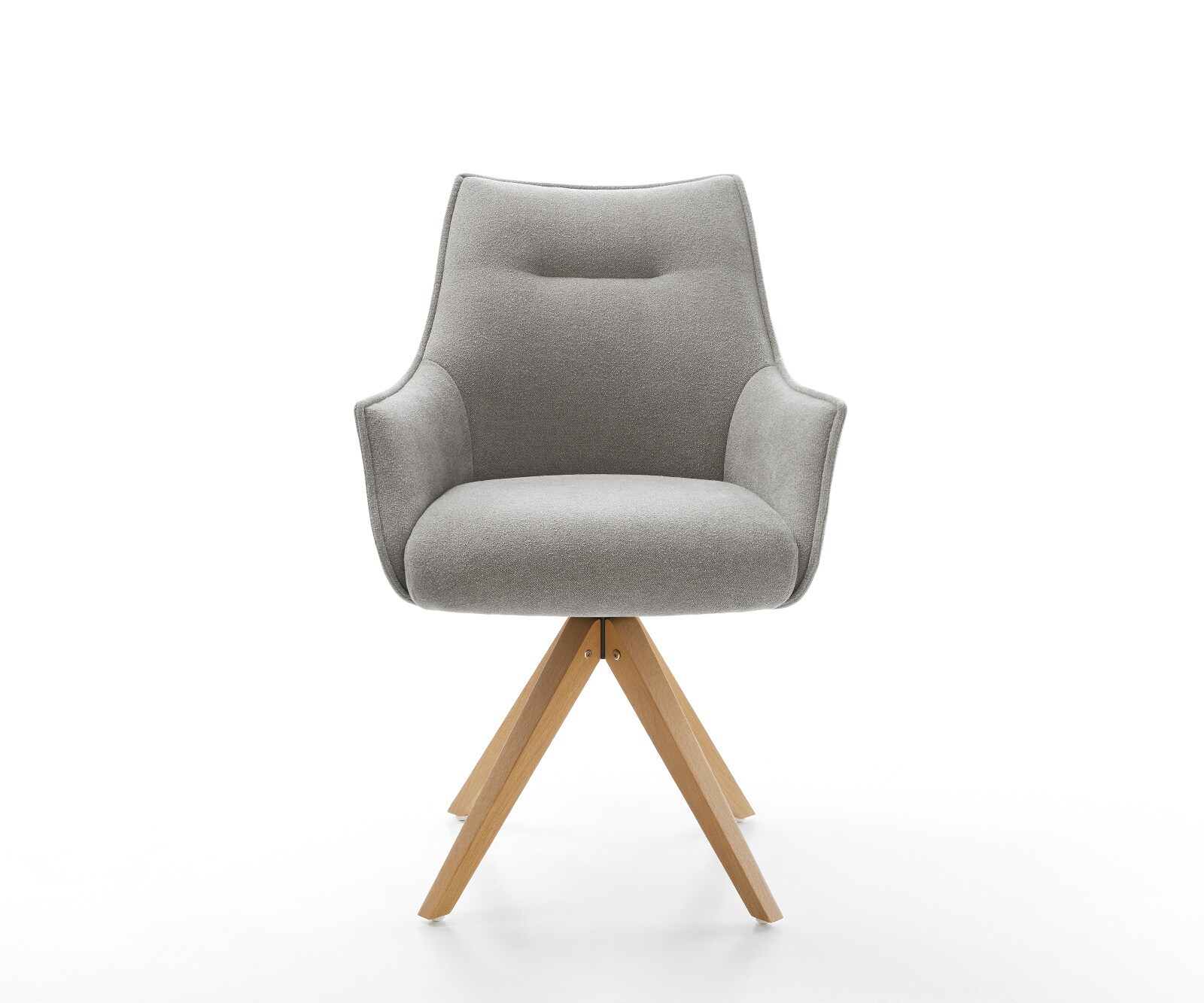 Draaistoel Alja-Flex met armleuning zachte stof met structuur grijs houten frame hoekig natuur 180° draaibaar pocketveer kern 1