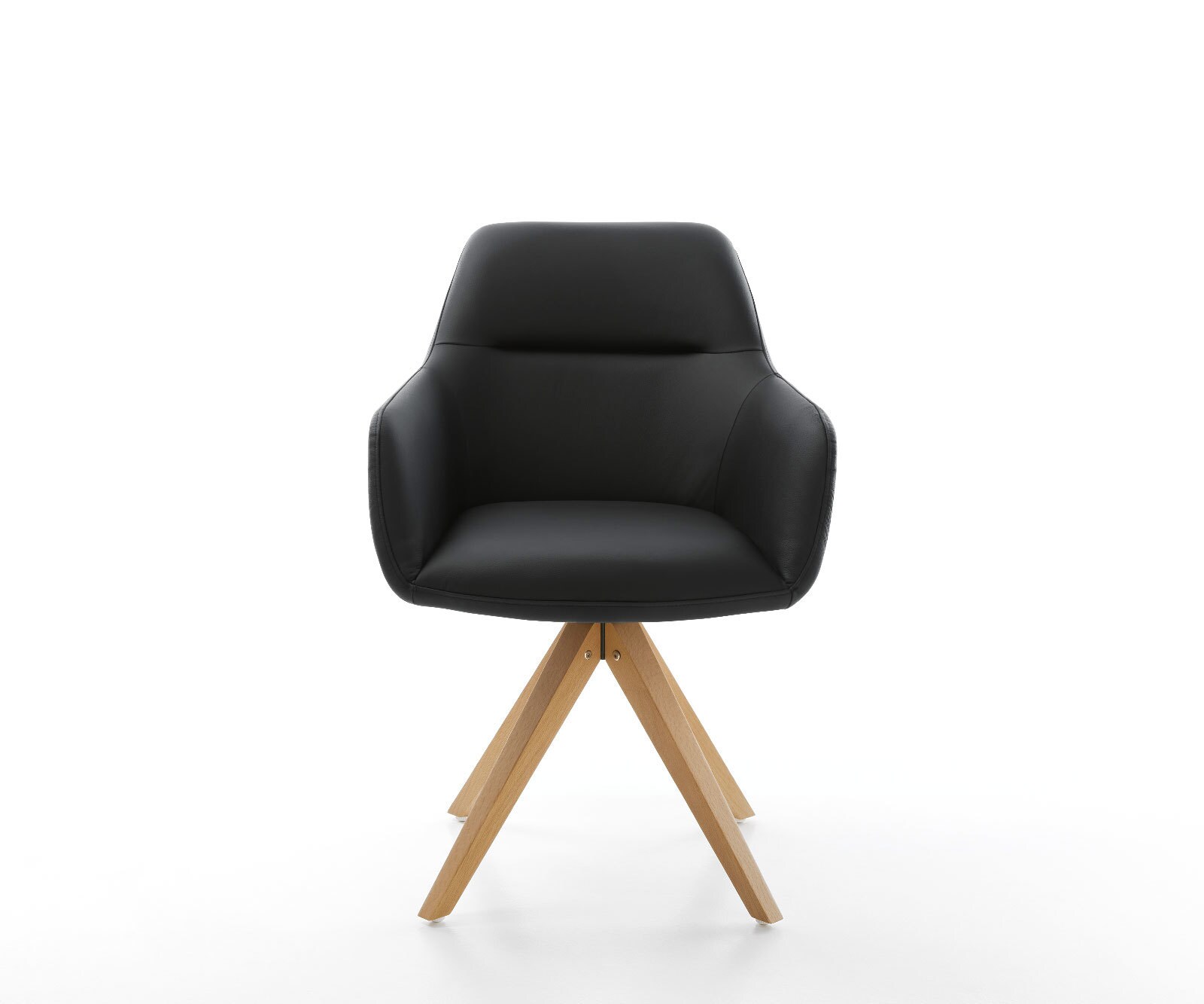 Eetkamerstoel Pejo-Flex echt leer zwart houten frame hoekig natuur pocketveer kern 1
