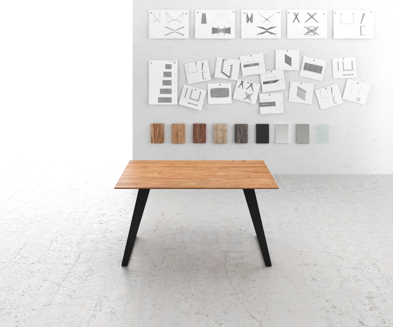 Eettafel Edge 140x90 acacia natuur metaal schuin Zwitserse rand 1 Eettafel Edge 140x90 acacia natuur metaal schuin Zwitserse rand 1