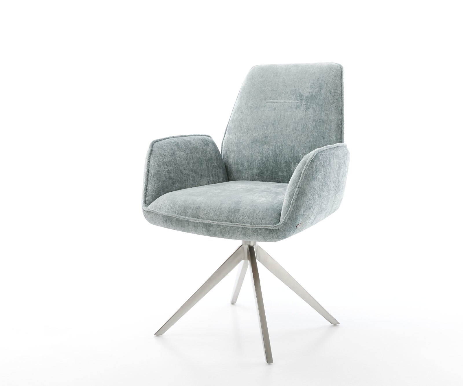 Draaistoel Zoa-Flex chenille pastelblauw kruisframe breed roestvrij staal 360° draaibaar rocker-functie pocketveer kern