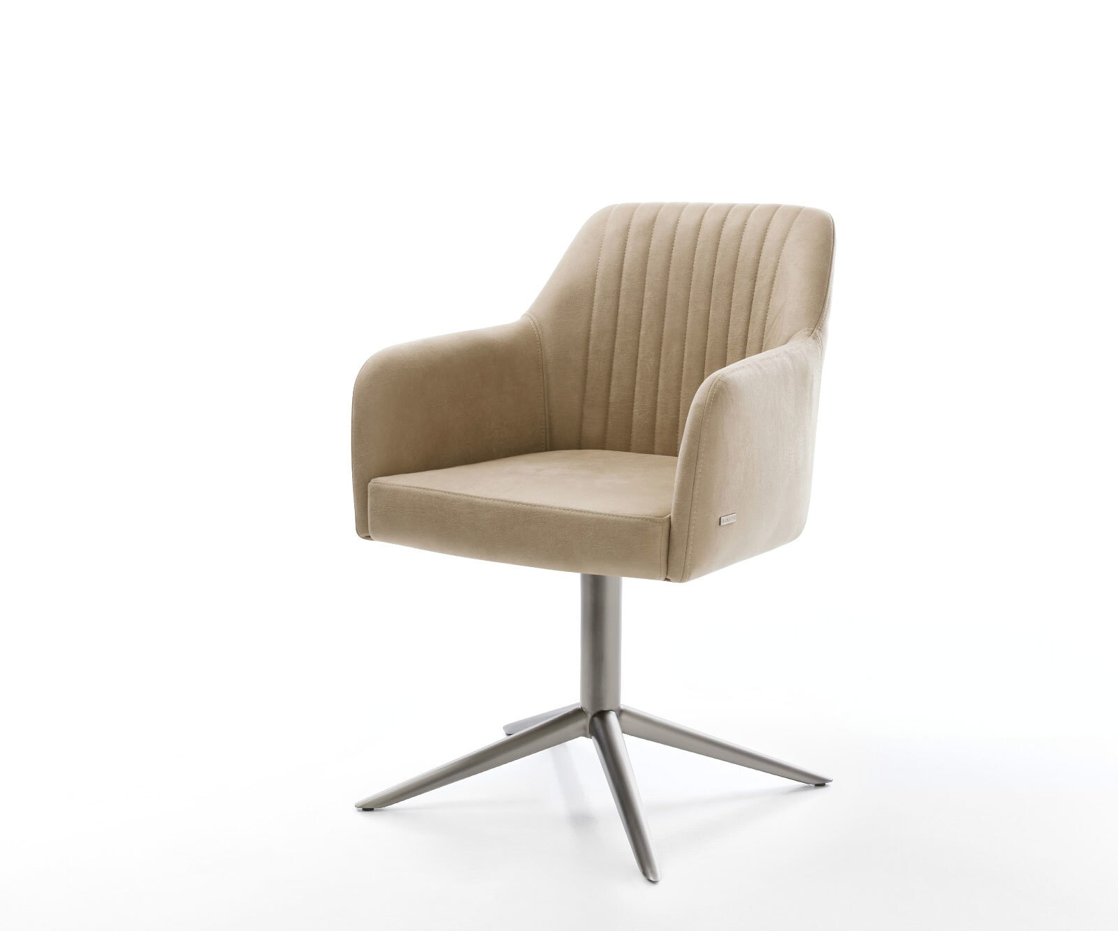 Draaistoel Greg-Flex microvelours beige vintage kruispoot grafiet 360° draaibaar rocker-functie pocketveer kern