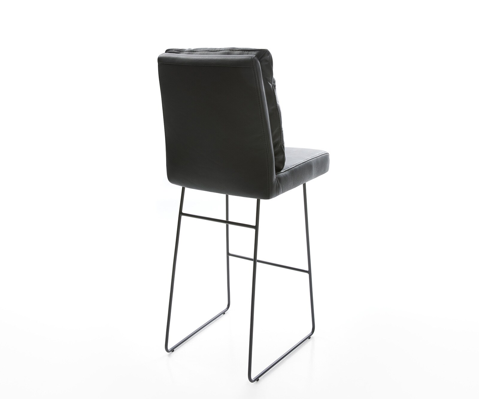 Barstoel Pela-Flex echt leer zwart slipframe metaal 4