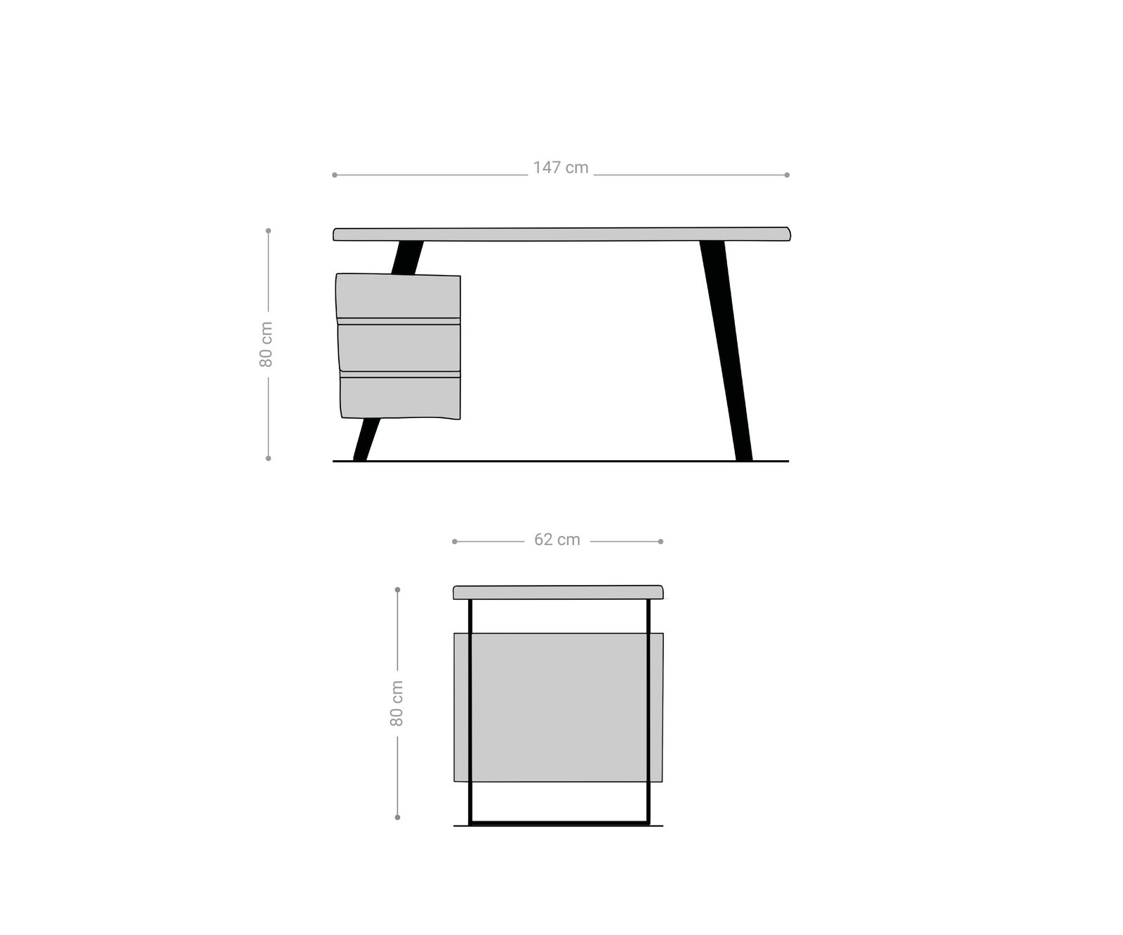 Bureautafel Live-Edge 150x60 cm acacia natuur 3 laden 6