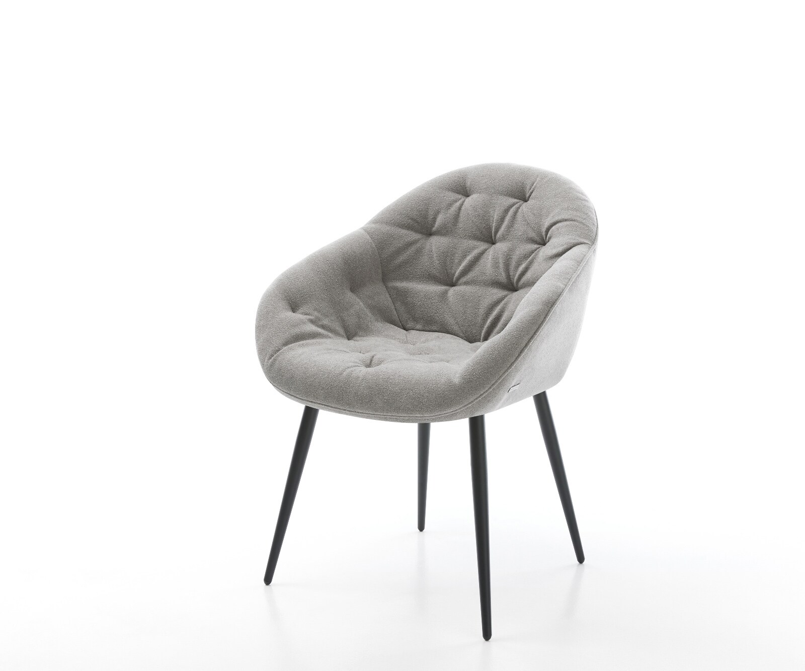 Eetkamerstoel Gaio-Flex zachte stof met structuur grijs 4-poot conisch zwart 1