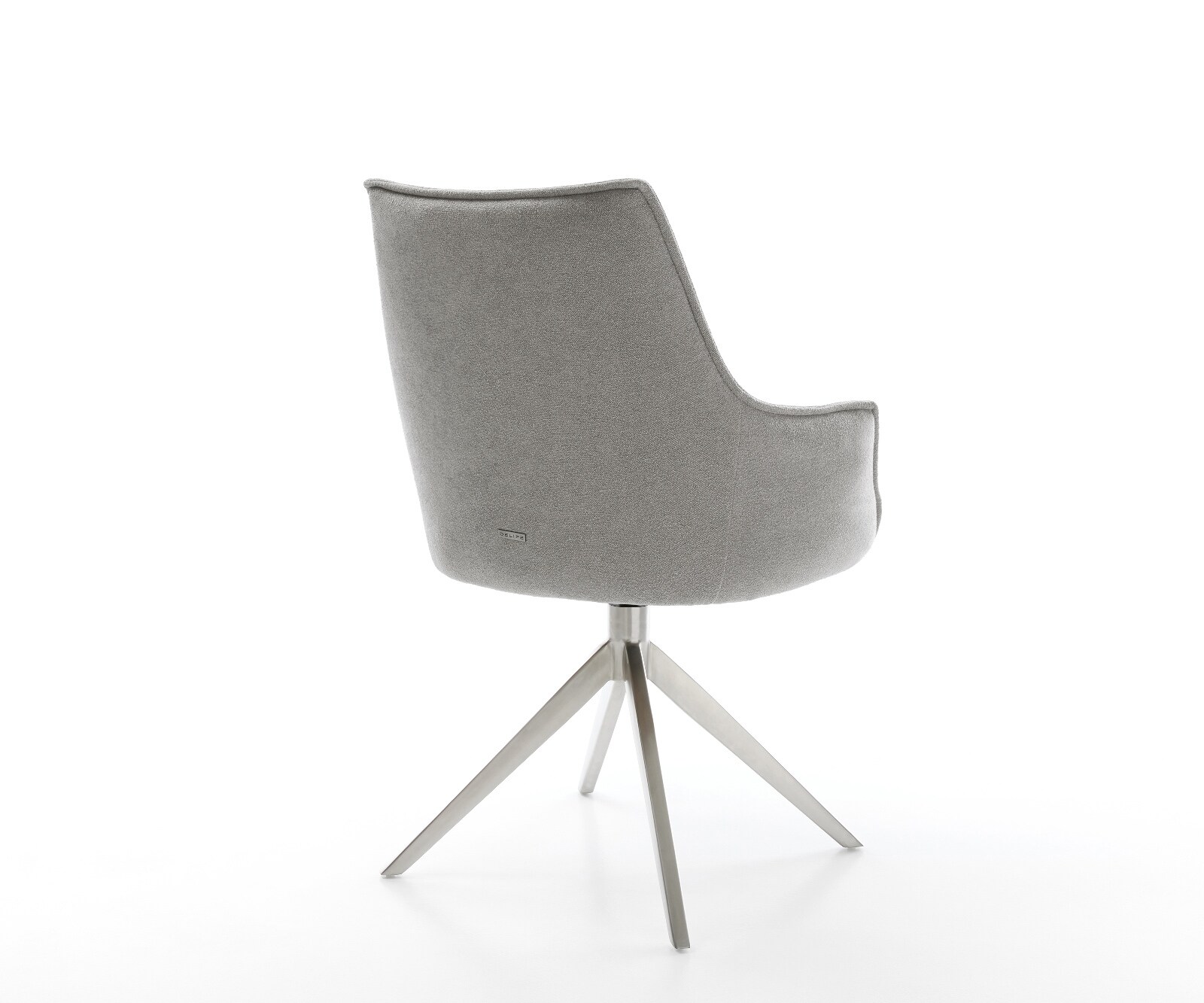 Draaistoel Alja-Flex met armleuning zachte stof met structuur grijs kruisframe breed roestvrij staal 360° draaibaar rocker-functie pocketveer kern 4