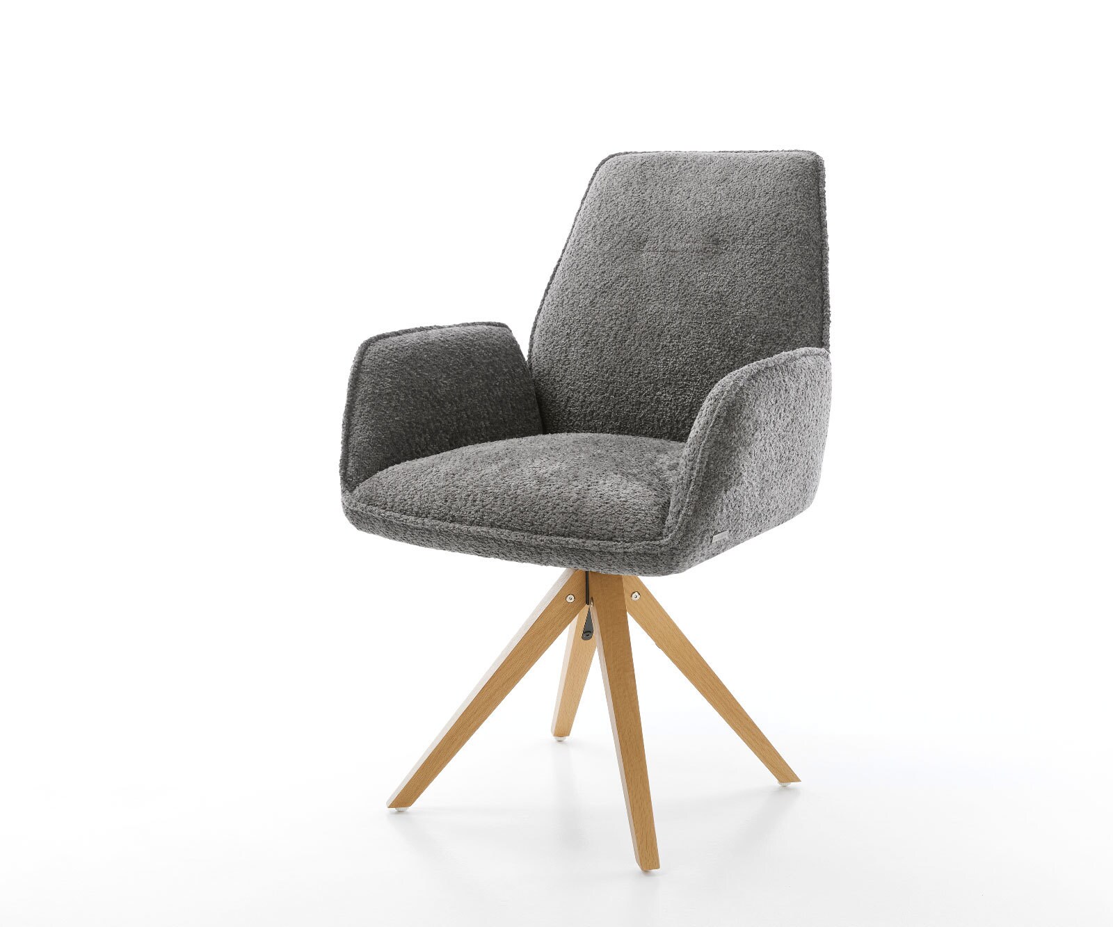 Eetkamerstoel Zoa-Flex bouclé grijs houten frame hoekig natuur pocketveer kern