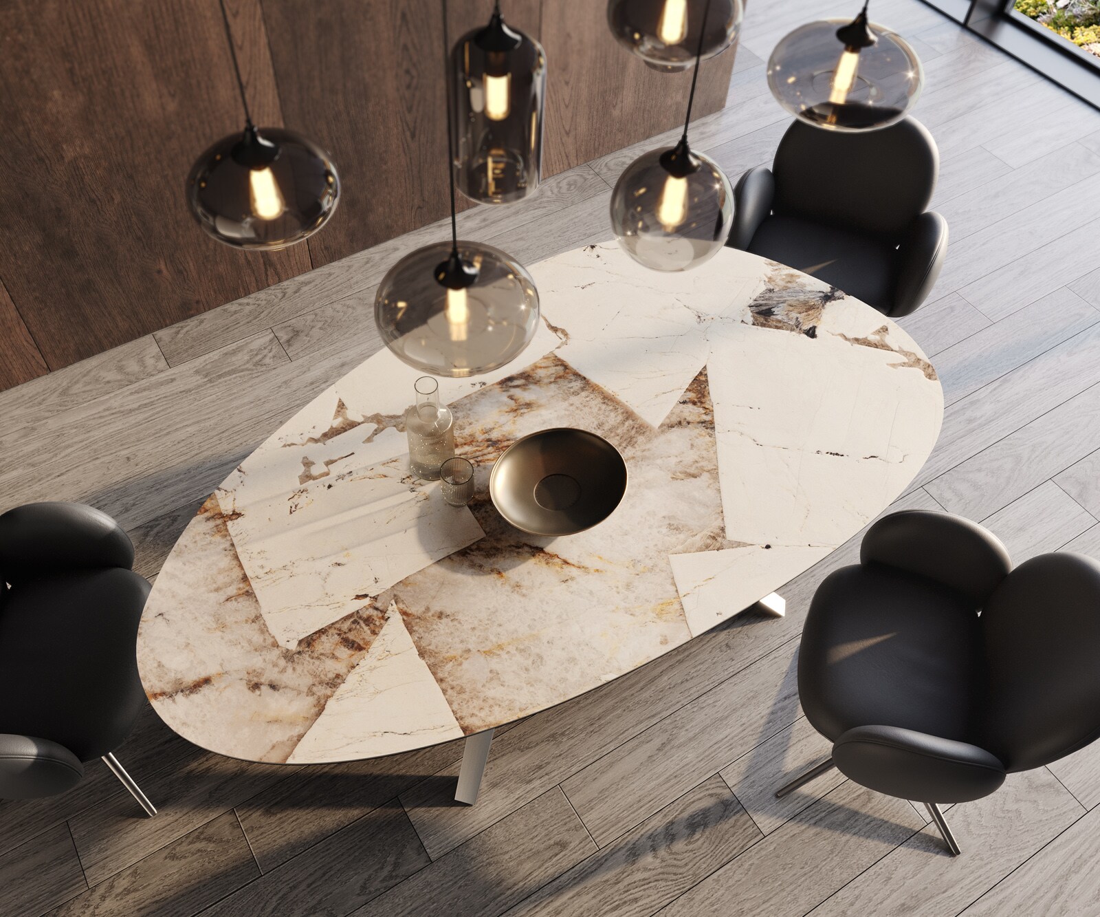 Eetkamertafel Edge ovaal 220x120 keramiek Iris FMG Patagonia Lappato Zenthara hoekig roestvrij staal 3