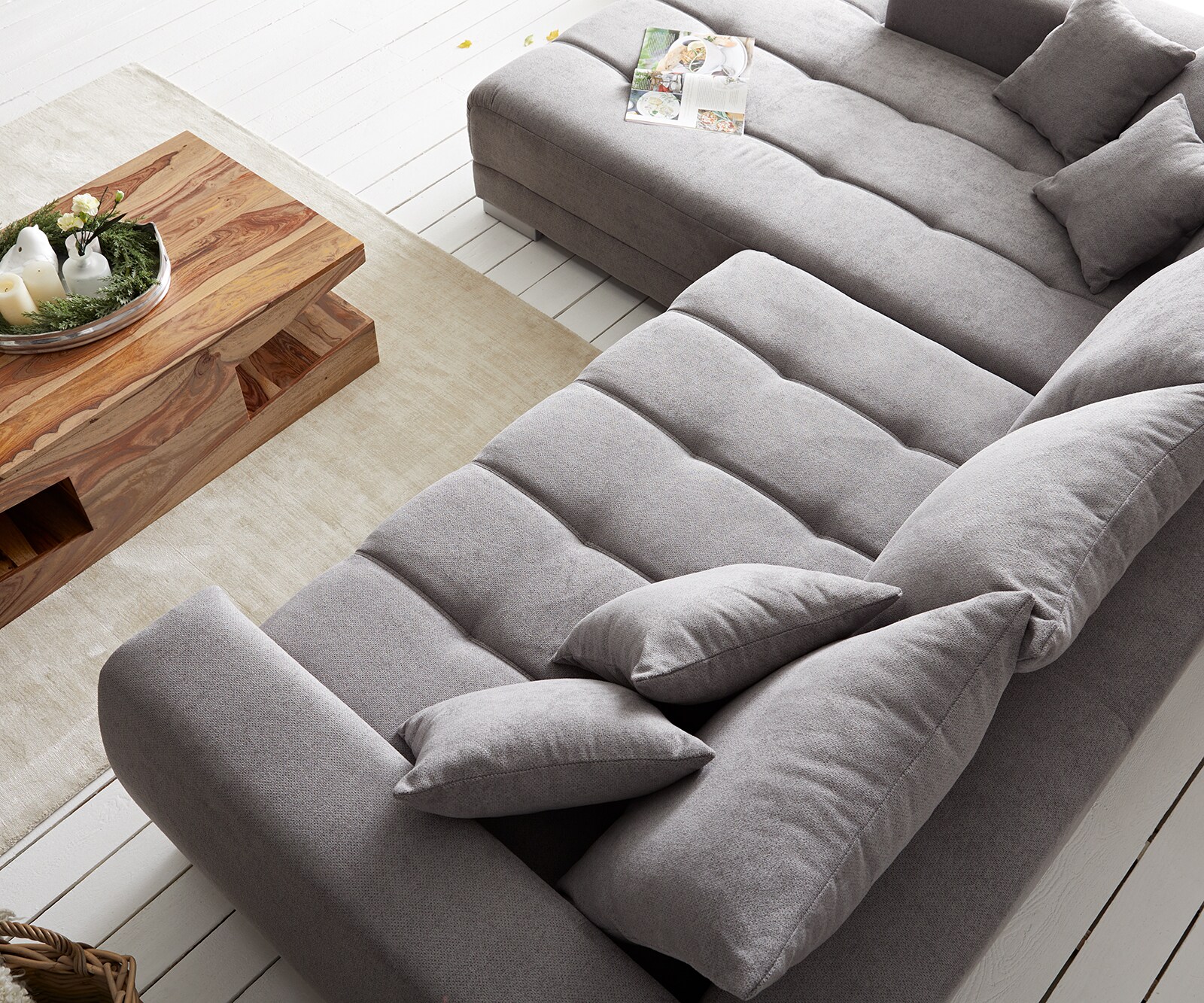 Hoekbank Josea 300x220 cm microvezel steengrijs Recamiere links 6