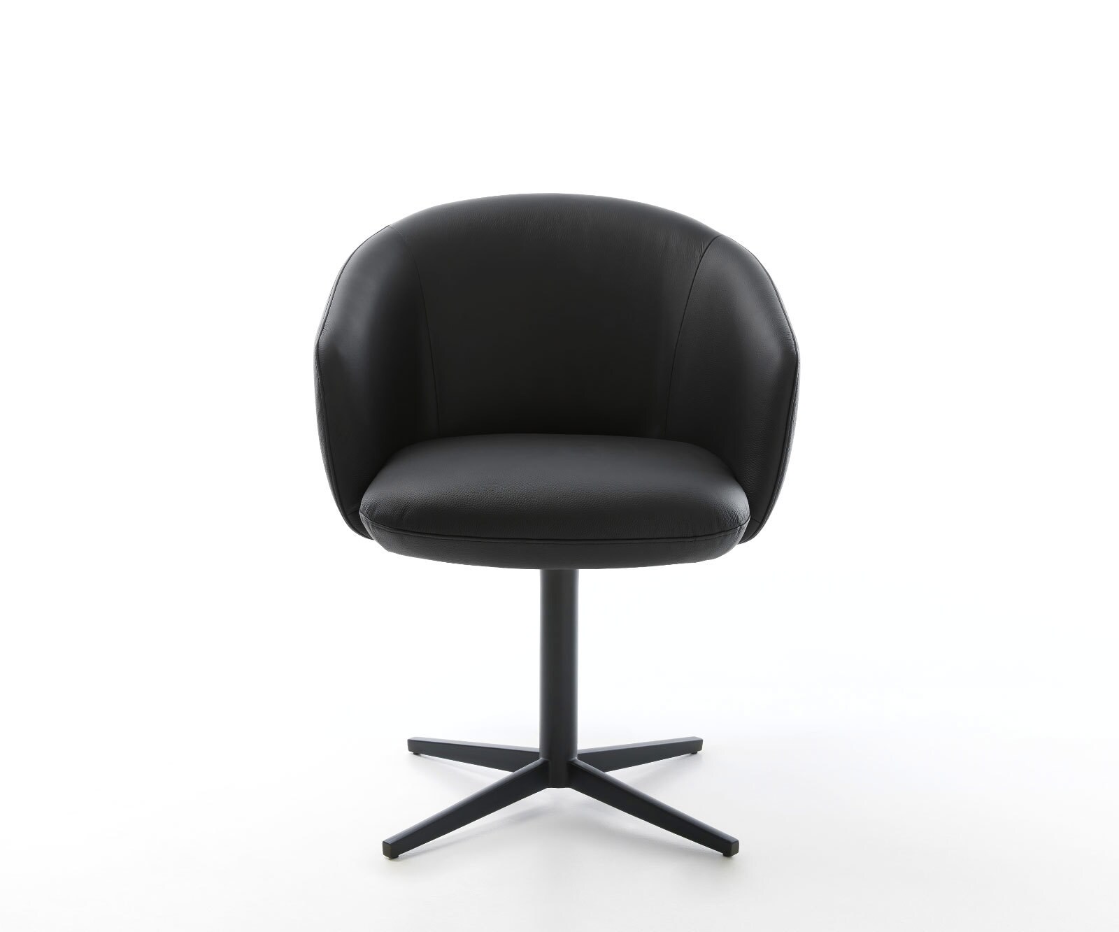 Draaistoel Caja-Flex met armleuning echt leer zwart kruispoot zwart 360° draaibaar pocketveer kern 1