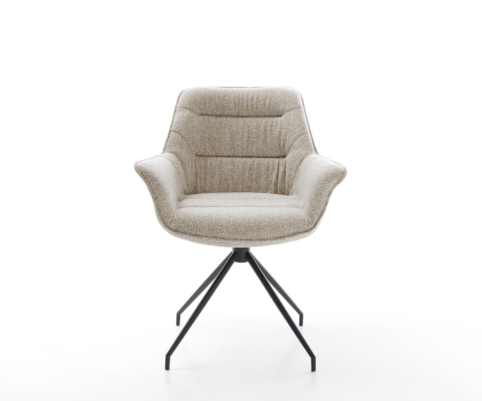 Eetkamerstoel Kaira-Flex geweven stof beige kruisframe conisch zwart 1