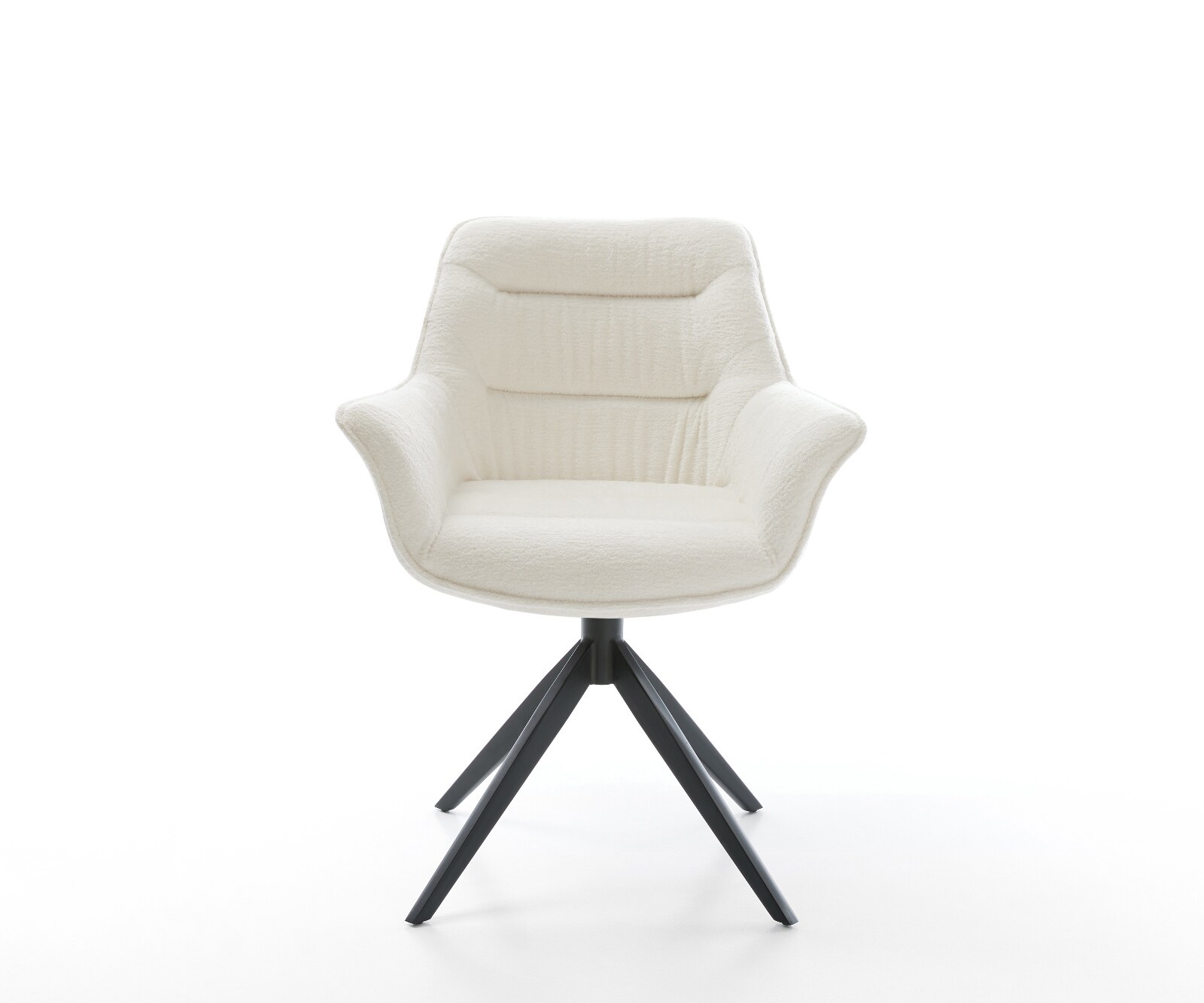 Draaistoel Kaira-Flex bouclé zacht beige kruisframe breed zwart 360° draaibaar rocker-functie 2