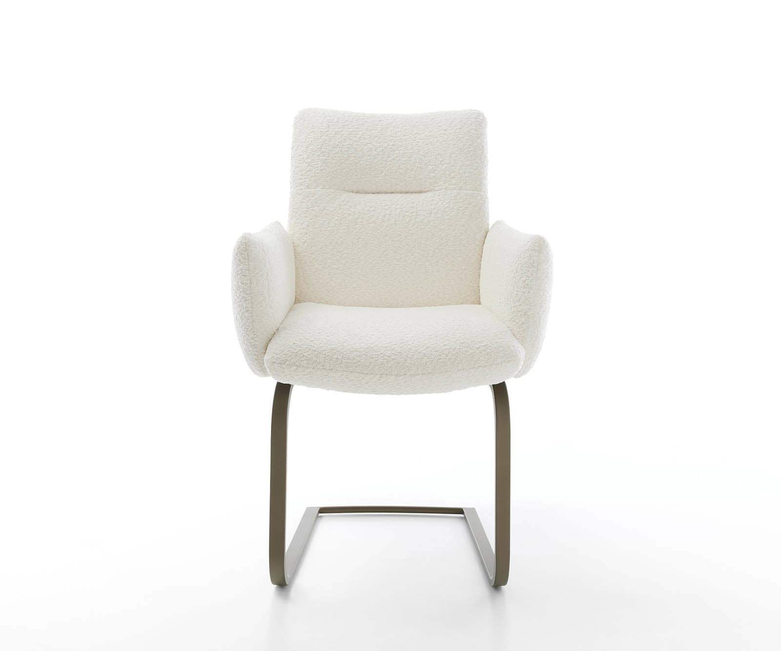 Sledemodel Jova-Flex met armleuning bouclé wit sledemodel vlak afwerking met titanium pocketveer kern 1 Sledemodel Jova-Flex met armleuning bouclé wit sledemodel vlak afwerking met titanium pocketveer kern 1