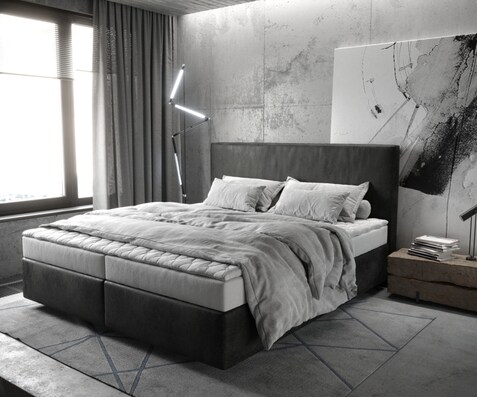 Boxspring-bed Dream-Well 180x200 cm Antraciet Vintage Microvezel stof