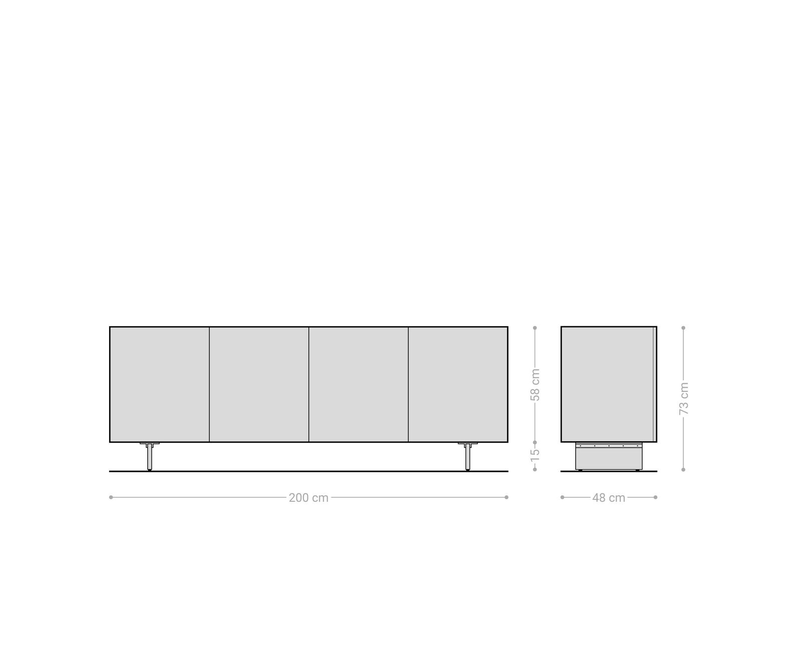 Dressoir Ashara 200 cm eiken natuur 3D-effect 4 deuren zwevende poot acrylglas 6