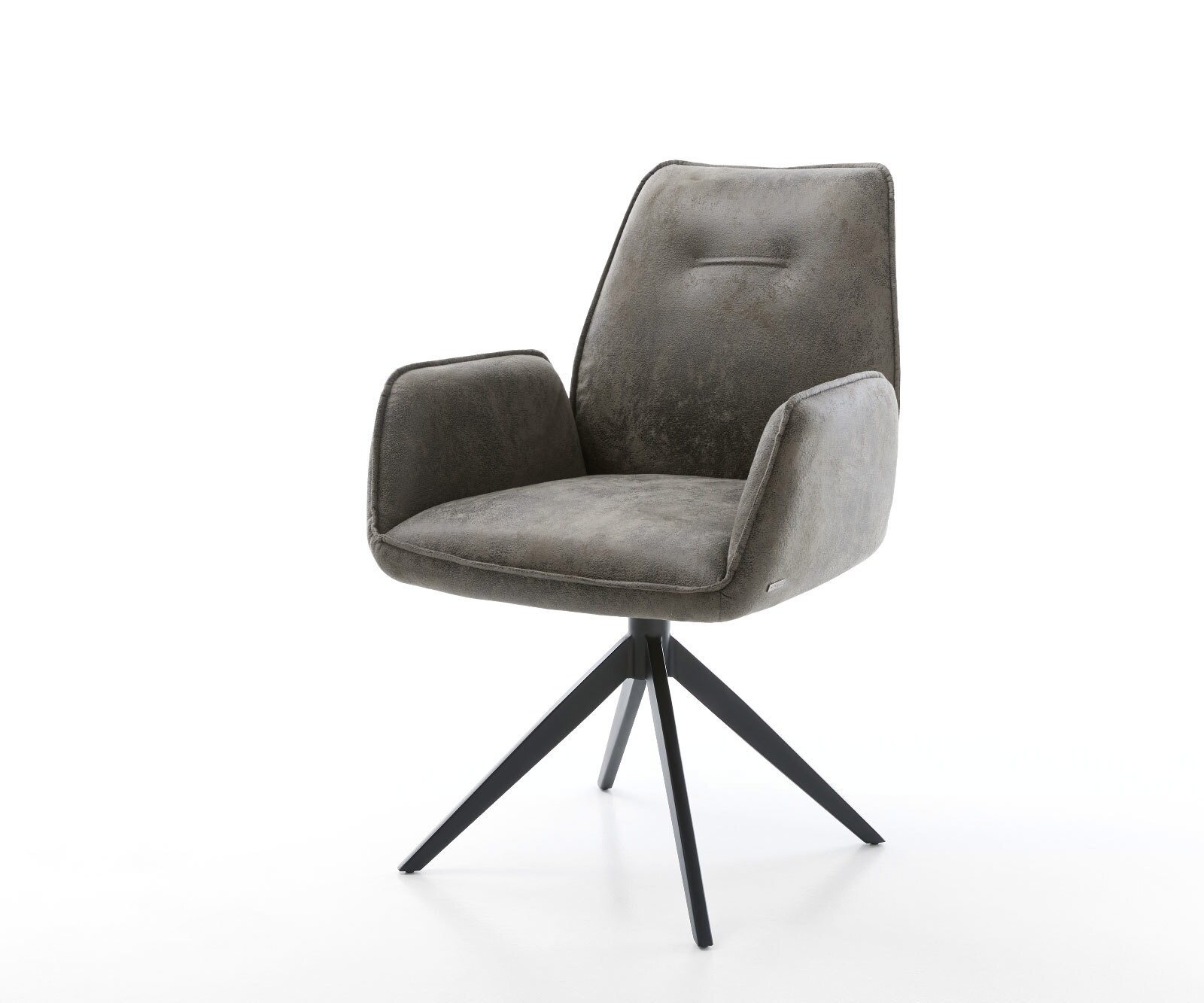 Eetkamerstoel Zoa-Flex microvelours grijs antiek kruisframe breed zwart pocketveer kern