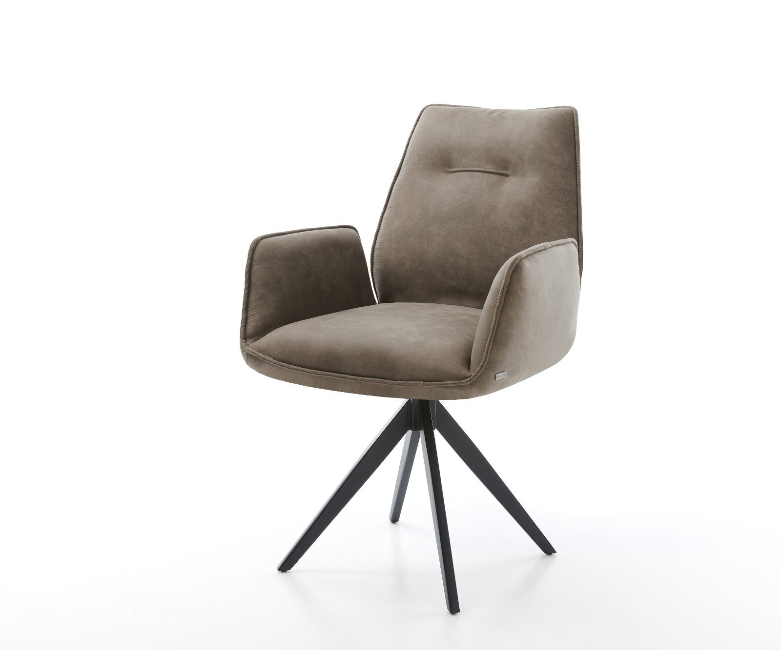Eetkamerstoel Zoa-Flex microvelours taupe vintage kruisframe hoekig zwart pocketveer kern