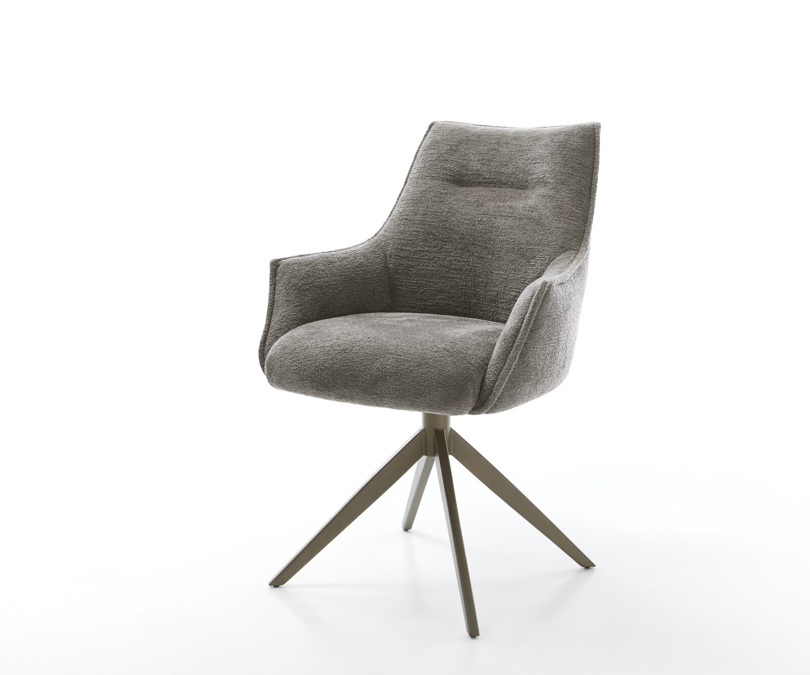 Draaistoel Alja-Flex met armleuning bouclé zacht mud kruisframe breed afwerking met titanium 360° draaibaar rocker-functie pocketveer kern