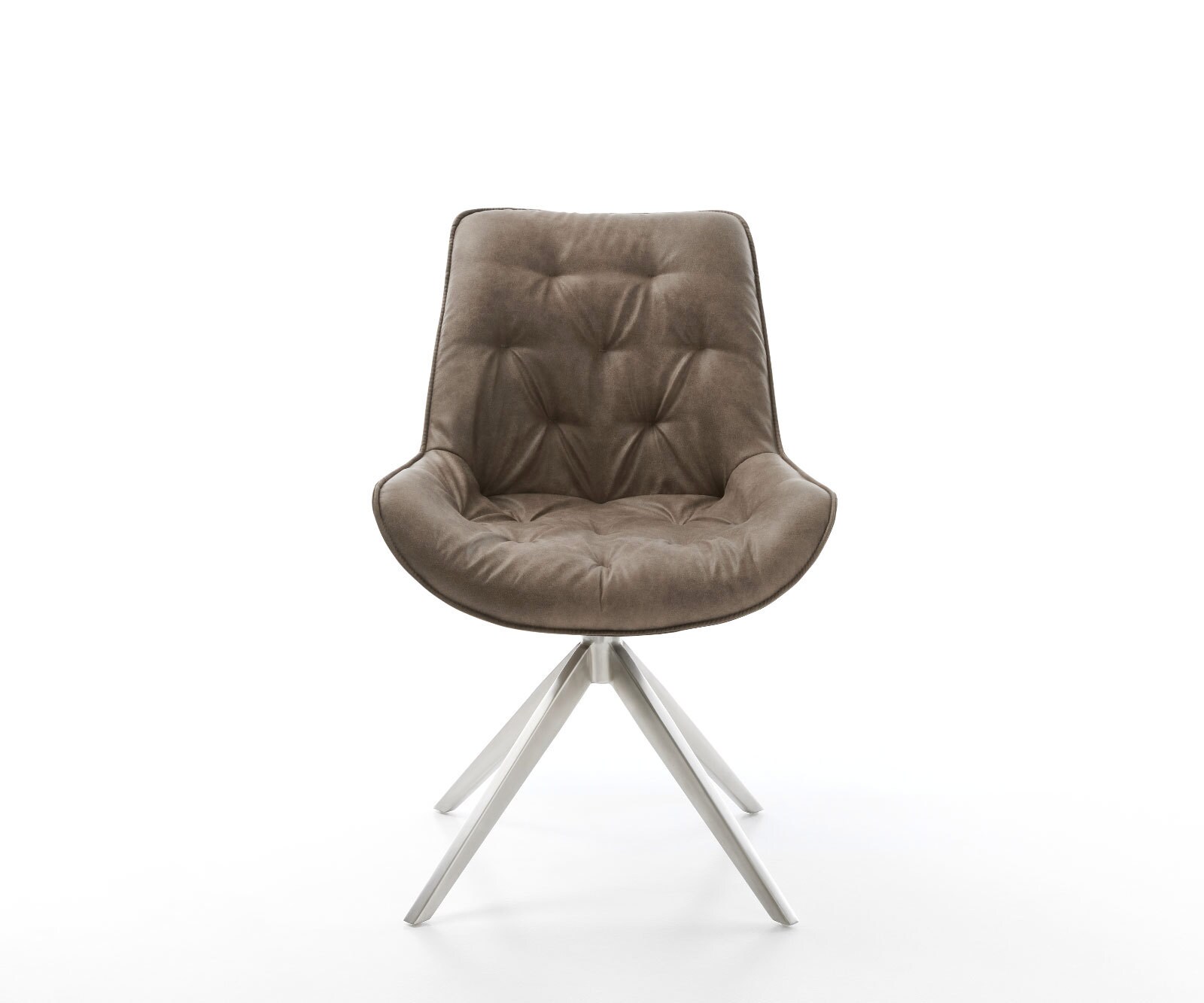 Draaistoel Taimi-Flex microvelours taupe vintage kruisframe breed roestvrij staal 360° draaibaar rocker-functie 1 Draaistoel Taimi-Flex microvelours taupe vintage kruisframe breed roestvrij staal 360° draaibaar rocker-functie 1