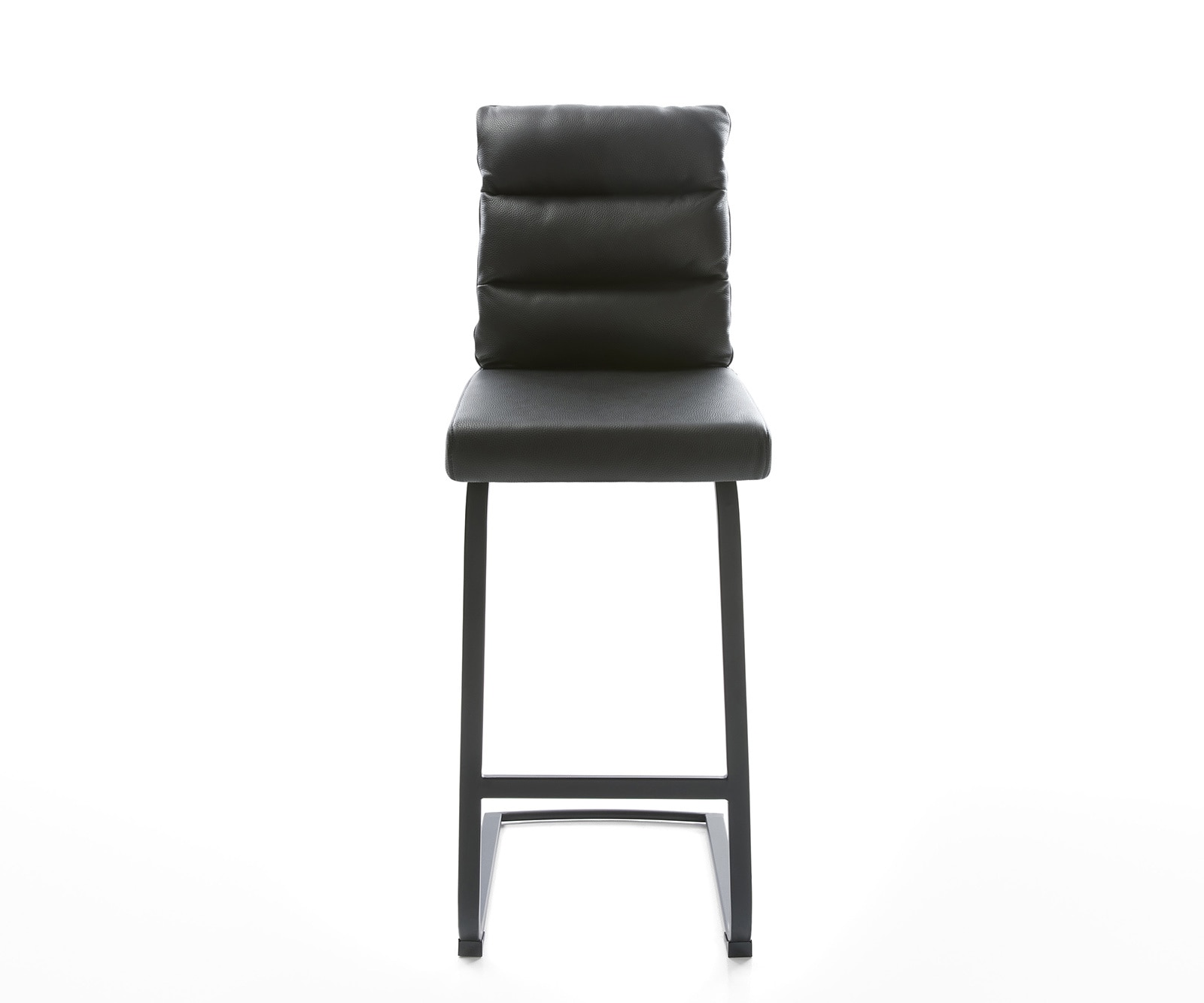 Barstoel Pela-Flex echt leer zwart sledestoel vlak metaal 1 Barstoel Pela-Flex echt leer zwart sledestoel vlak metaal 1