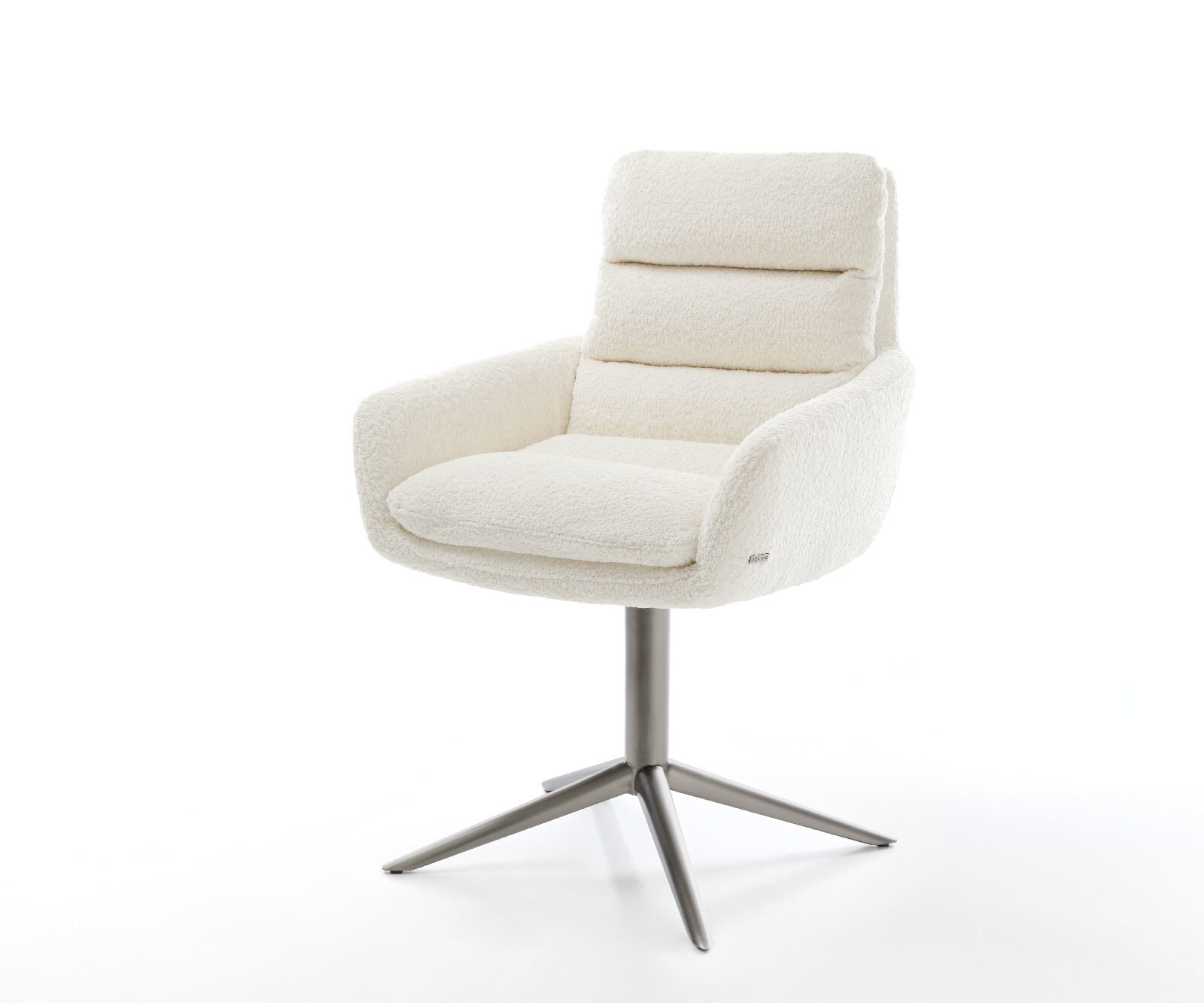 Draaistoel Abelia-Flex met armleuning bouclé wit kruispoot grafiet 360° draaibaar rocker-functie