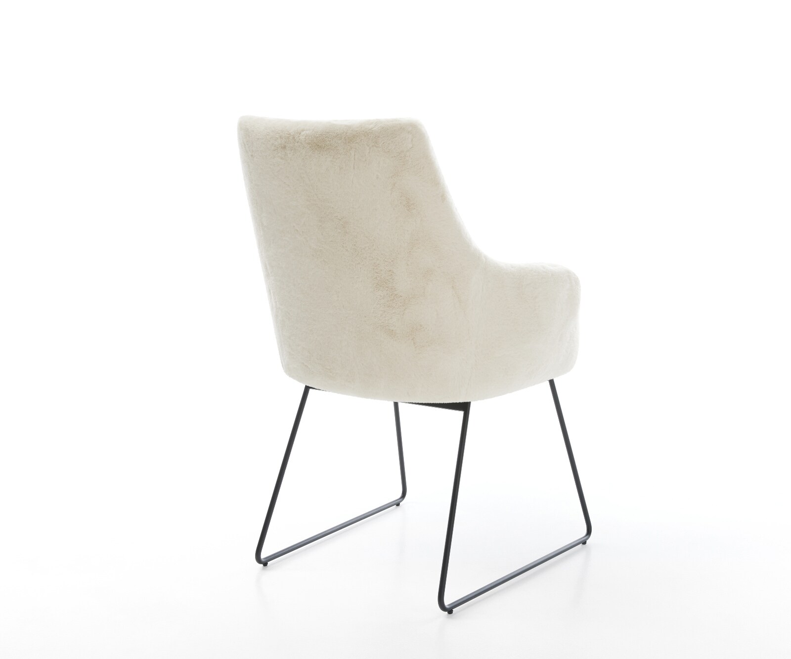 Eetkamerstoel Alja-Flex met armleuning pluchen crème-wit slipframe zwart pocketveer kern 4