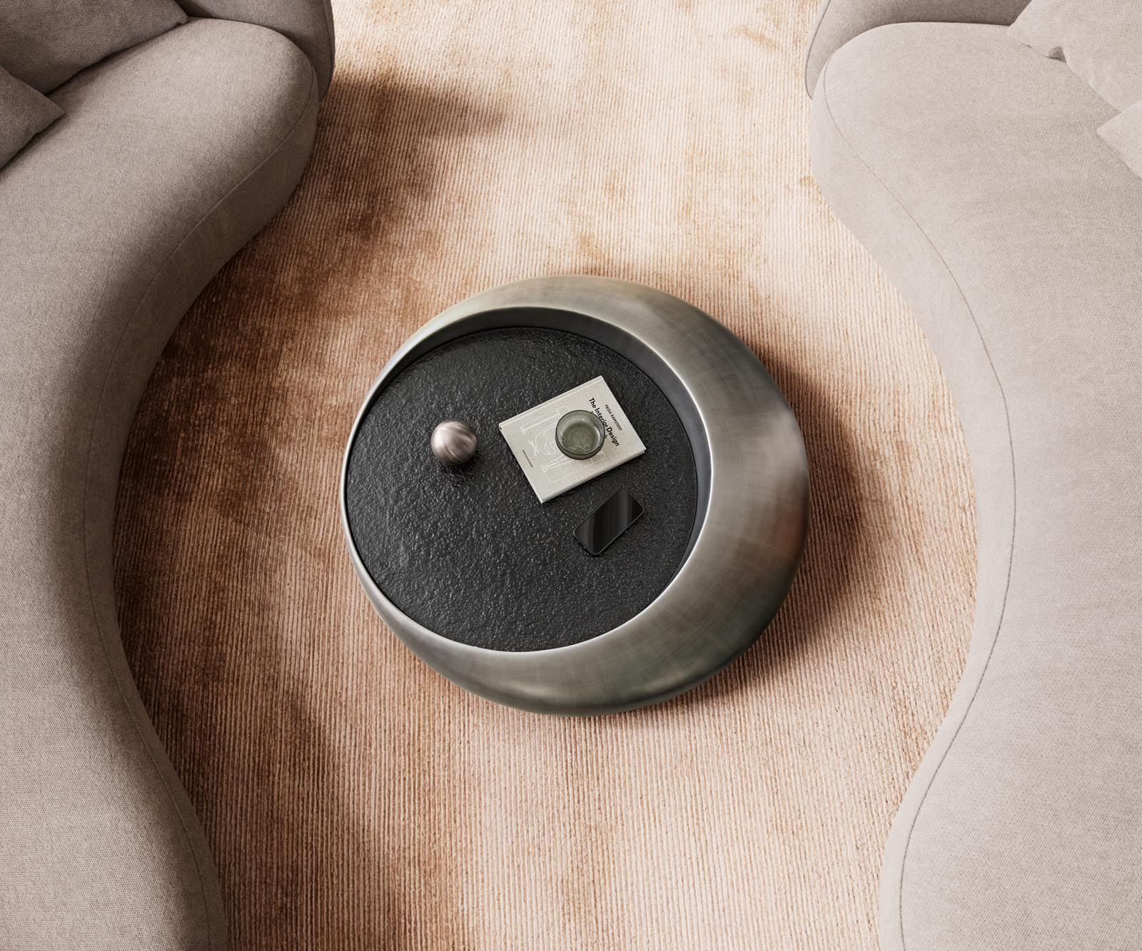 Salontafel Blaise 100x100 cm Zilver met reliëfglas grijs 3 Salontafel Blaise 100x100 cm Zilver met reliëfglas grijs 3