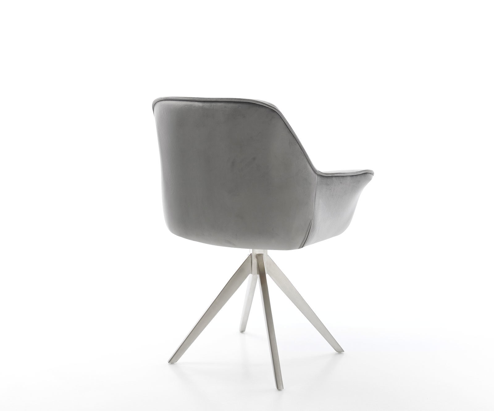 Eetkamerstoel Keila-Flex met armleuning fluweel grijs kruisframe hoekig roestvrij staal 5 Eetkamerstoel Keila-Flex met armleuning fluweel grijs kruisframe hoekig roestvrij staal 5