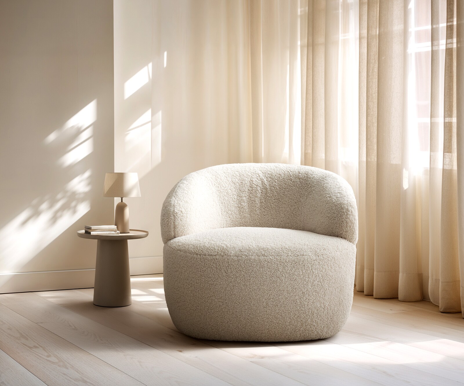 Fauteuil Nova 88x88 cm Teddystof Beige 1