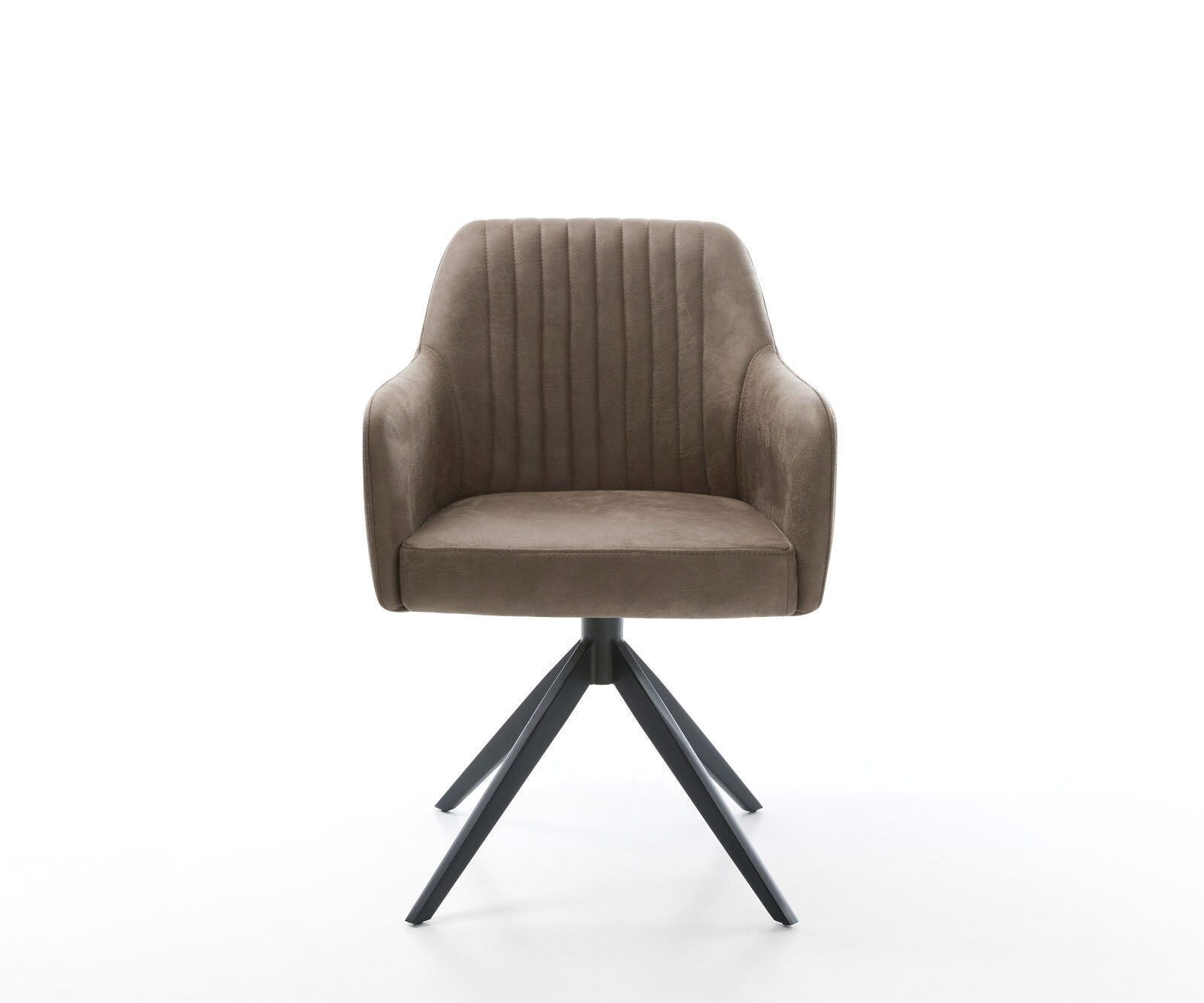 Draaistoel Greg-Flex microvelours taupe vintage kruisframe breed zwart 360° draaibaar rocker-functie pocketveer kern 1