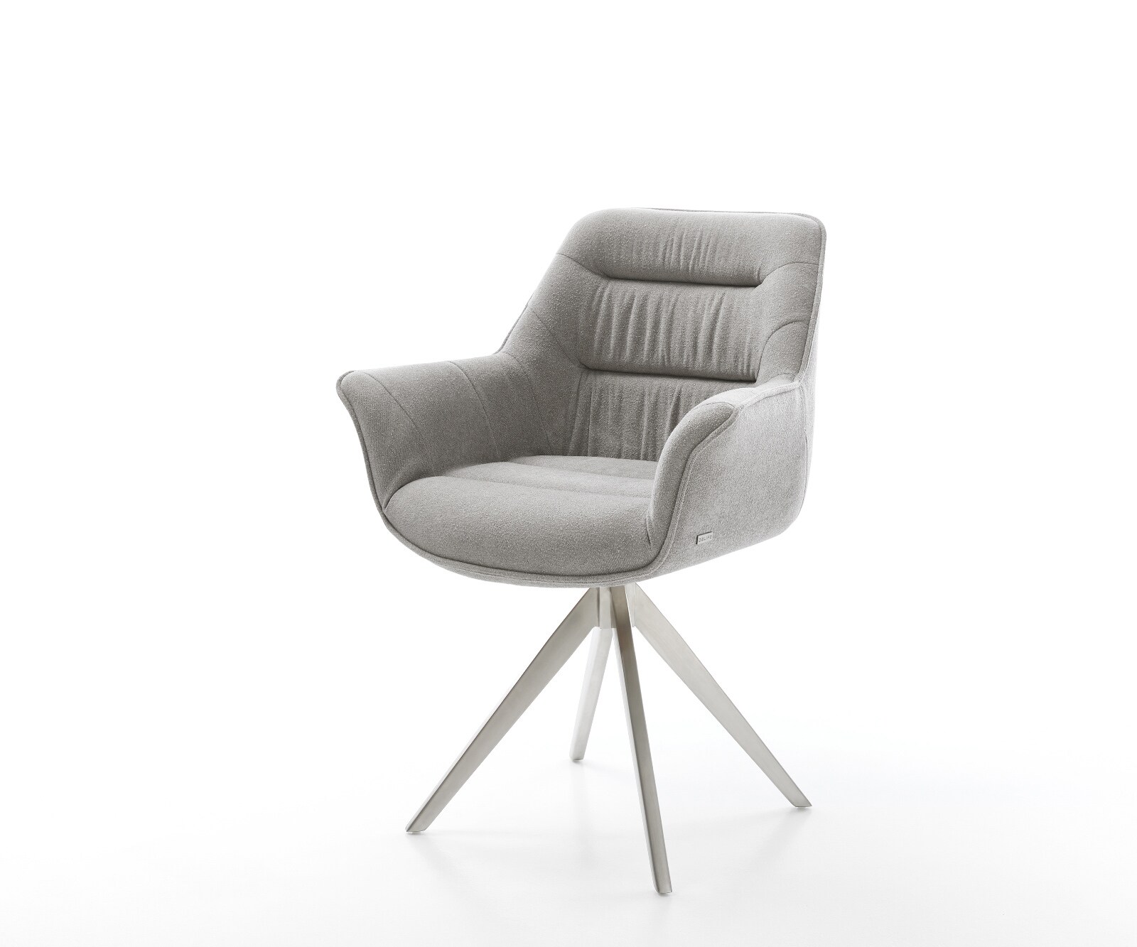 Draaistoel Kaira-Flex zachte stof met structuur grijs kruisframe hoekig roestvrij staal 180° draaibaar 1