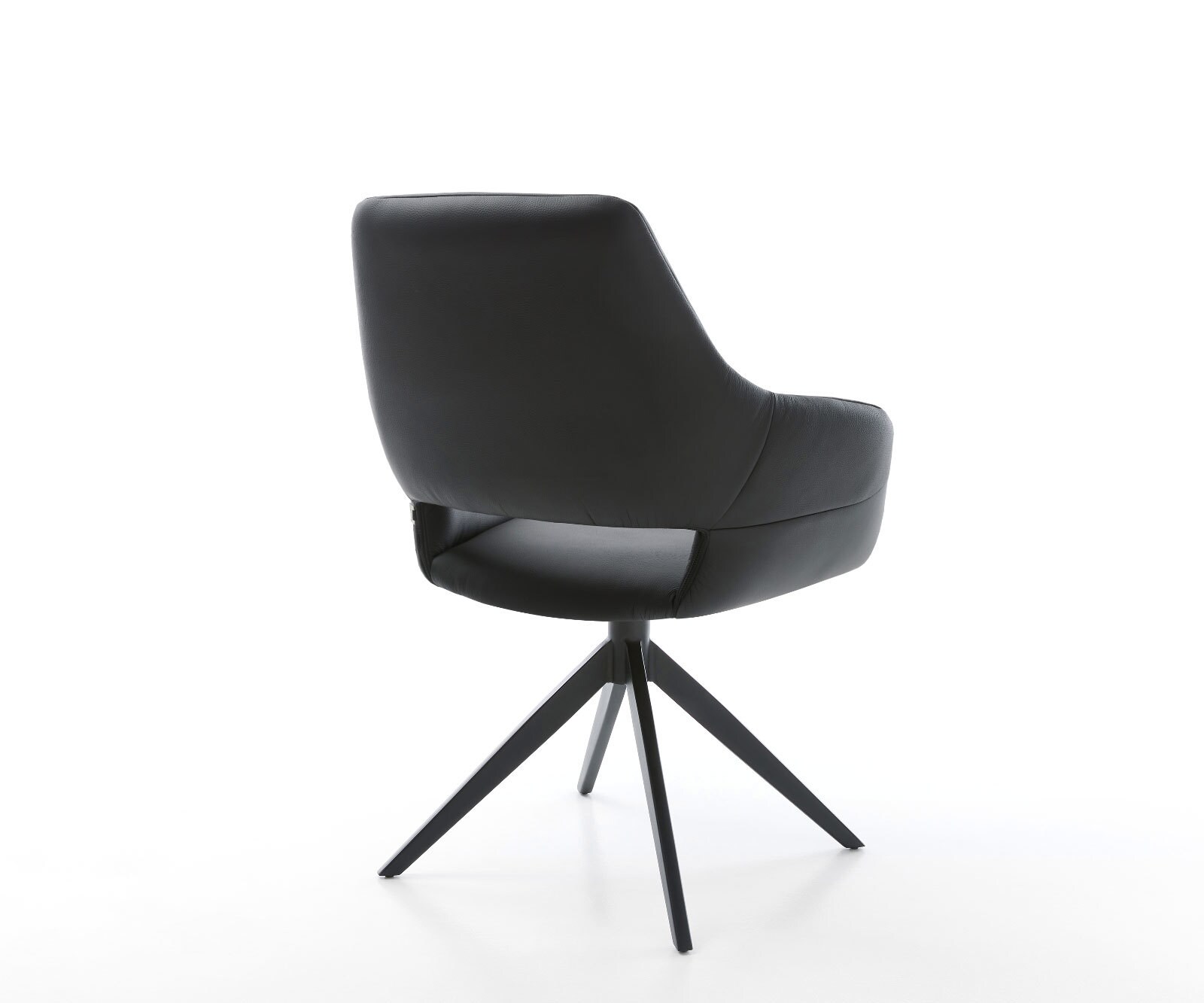 Draaistoel Yago-Flex met armleuning echt leer zwart kruisframe breed zwart 360° draaibaar rocker-functie pocketveer kern 4