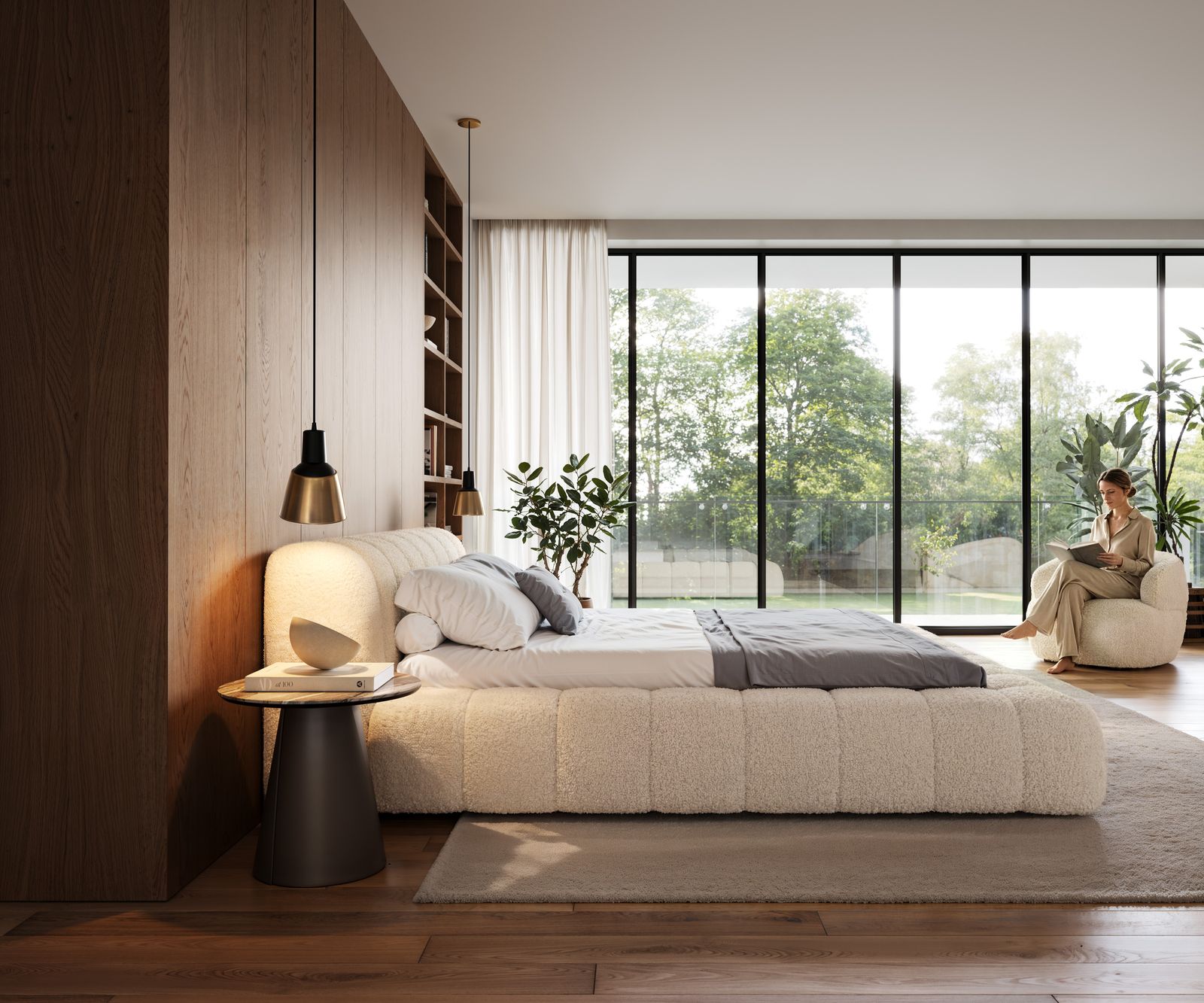 Gestoffeerd bedframe Cutio 180x200 cm Teddystof Beige 4