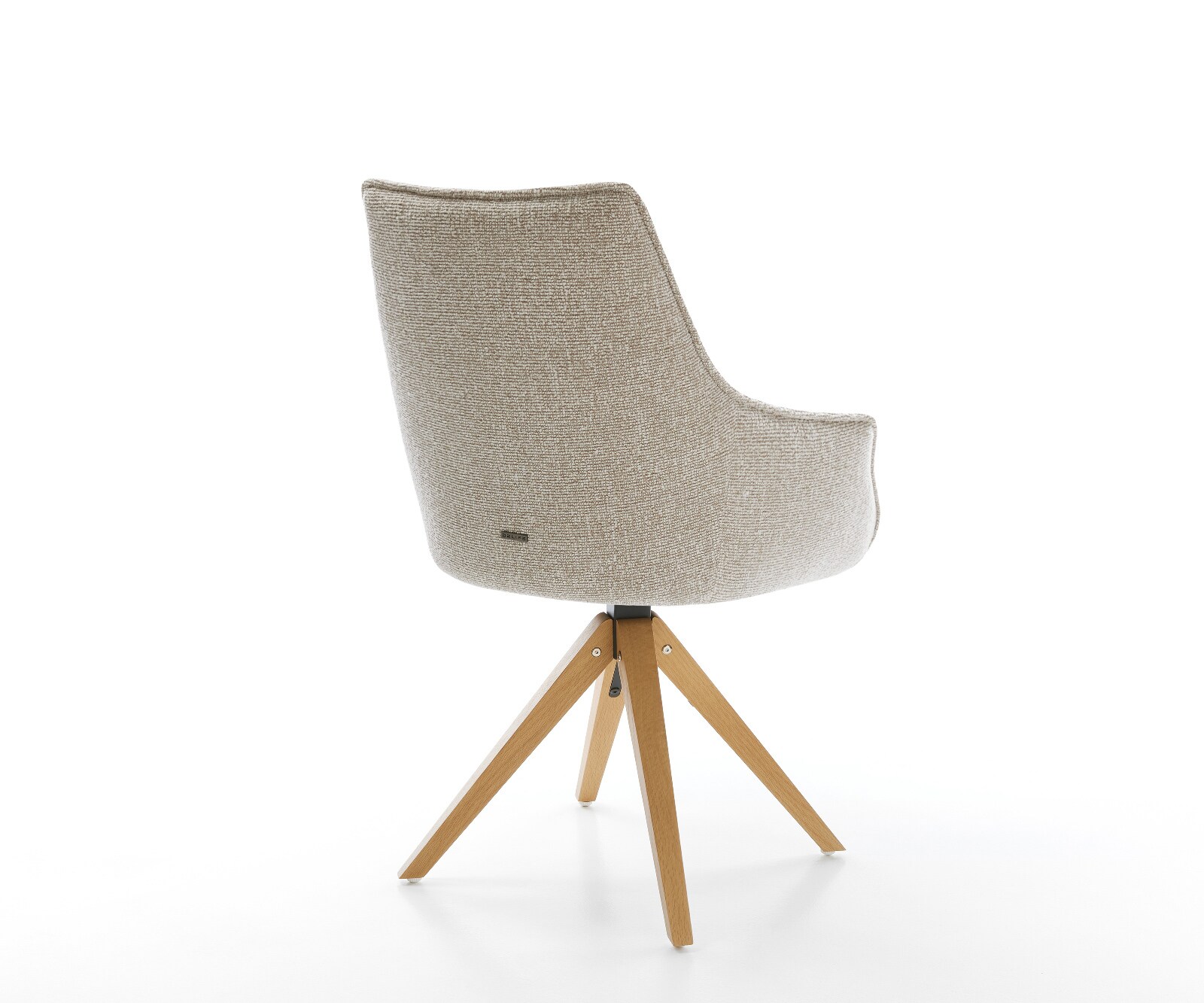 Draaistoel Alja-Flex met armleuning geweven stof beige houten frame hoekig natuur 180° draaibaar pocketveer kern 5