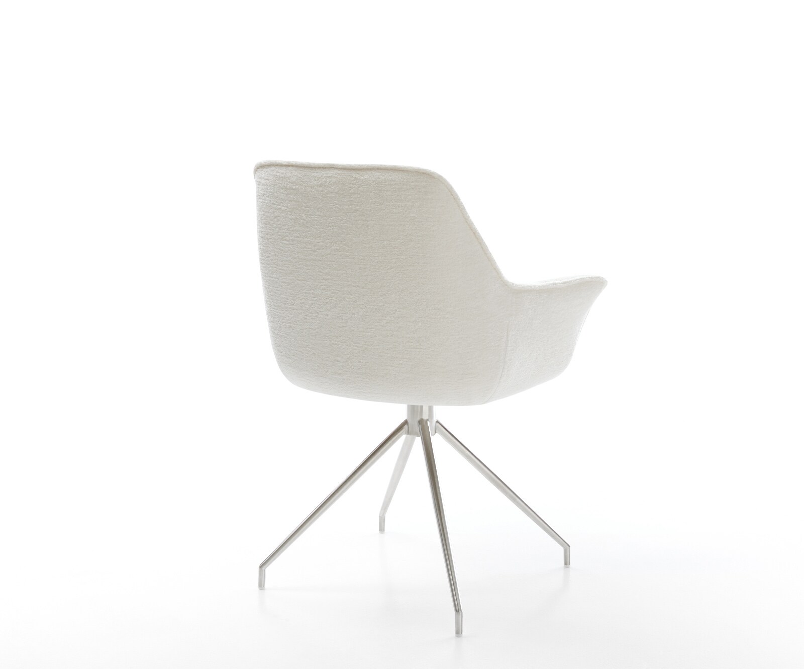 Eetkamerstoel Kaira-Flex bouclé zacht beige kruisframe conisch roestvrij staal 5