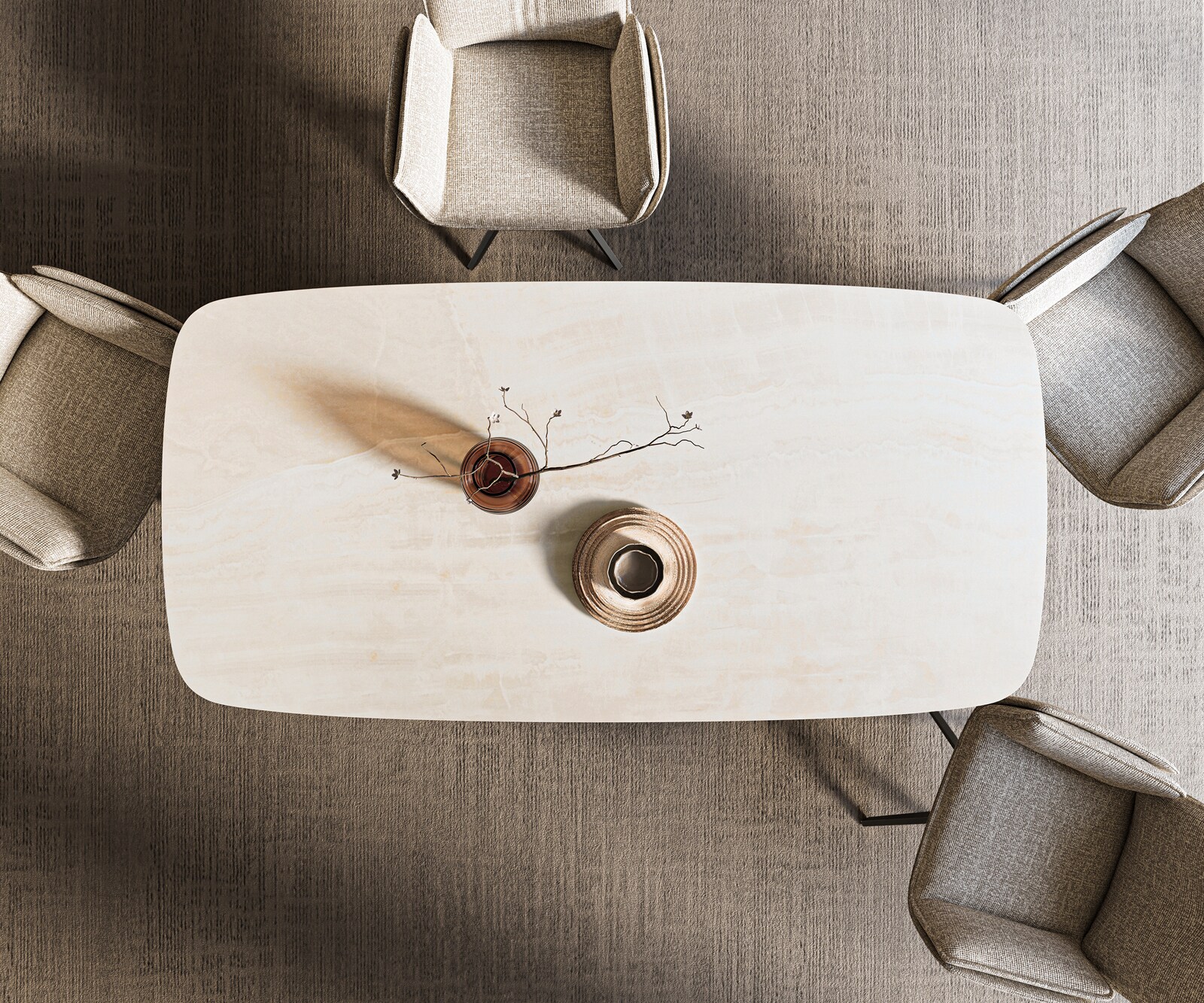 Eettafel Edge boot 200x100 cm keramiek Onyx Champagne W-onderstel metaal zwart 6