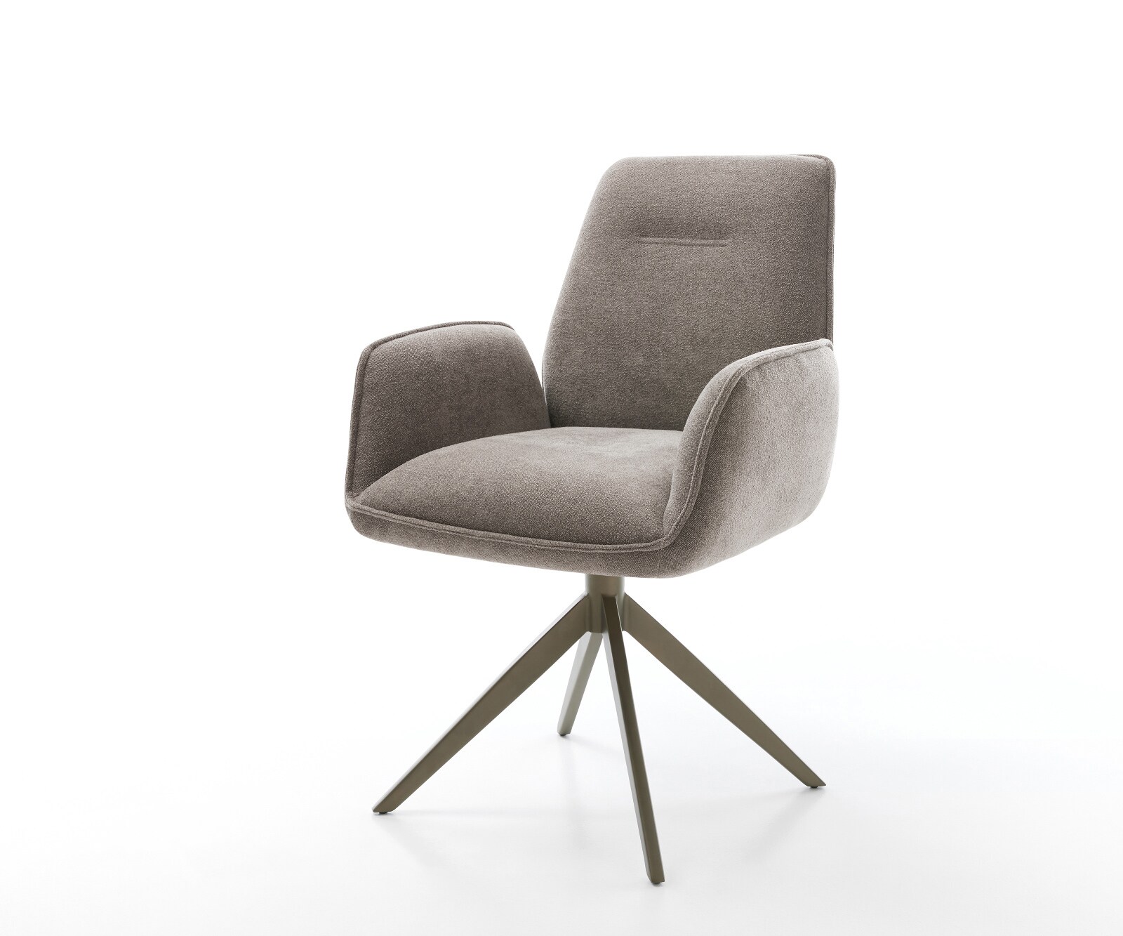 Draaistoel Zoa-Flex zachte stof met structuur taupe kruisframe breed afwerking met titanium 360° draaibaar rocker-functie pocketveer kern
