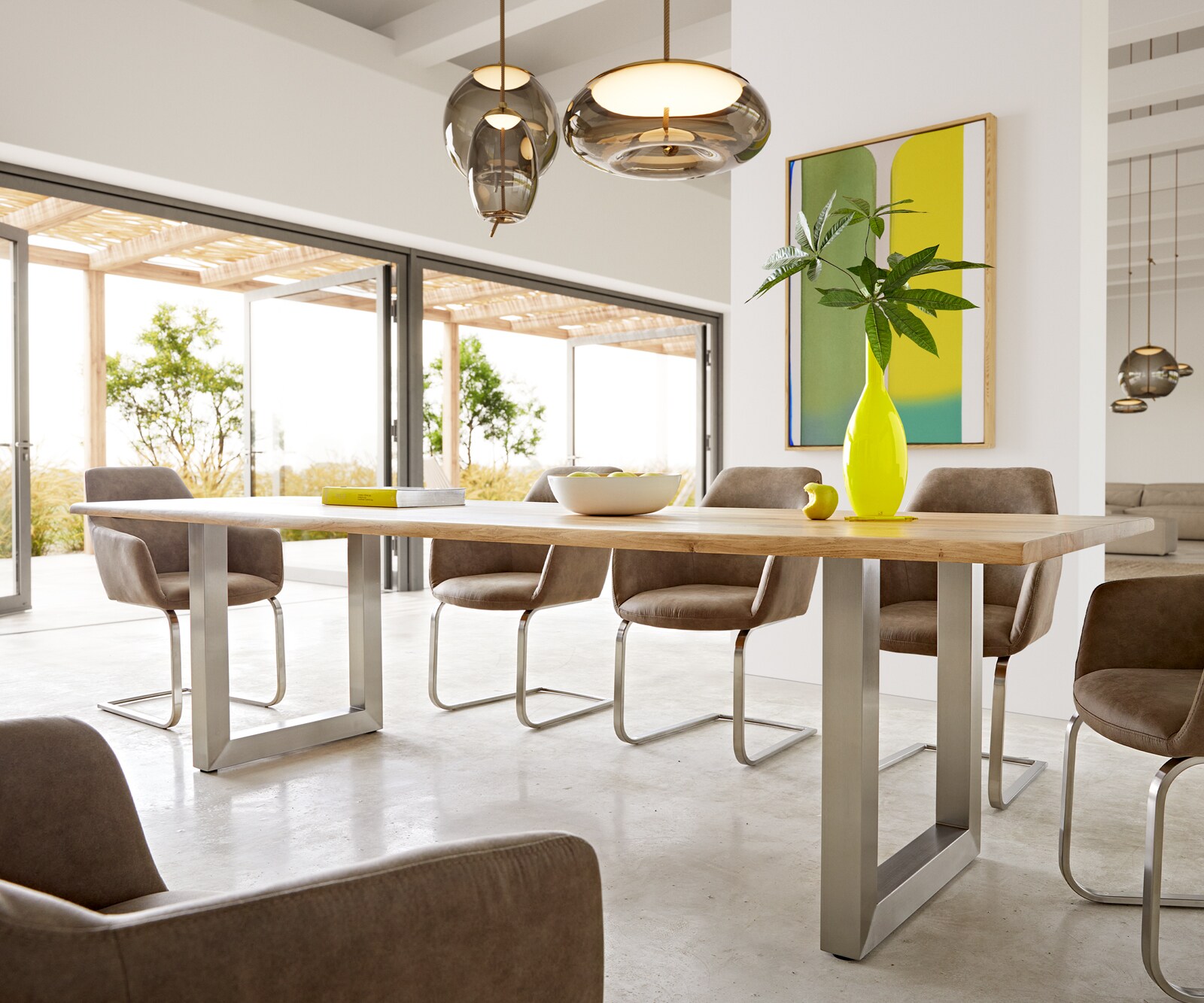 Eettafel Edge 260x100x2,5-3 eiken natuur roestvrijstaal breed Live-Edge 6