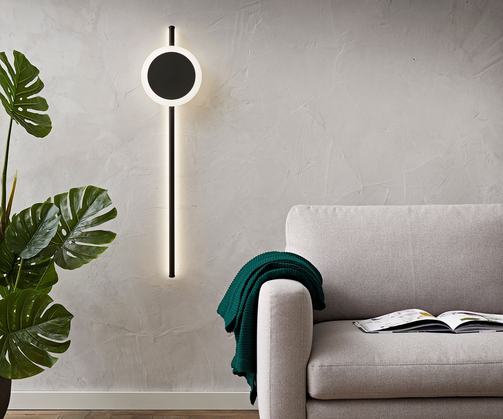 Wandlamp Indici 105x30 cm zwart LED 28W