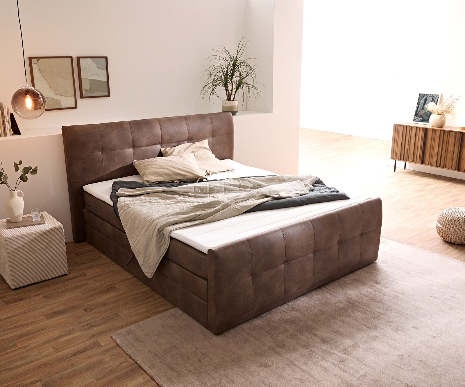 Boxspring-bed Amarillo 180x200 cm bruin met topper 3 Boxspring-bed Amarillo 180x200 cm bruin met topper 3