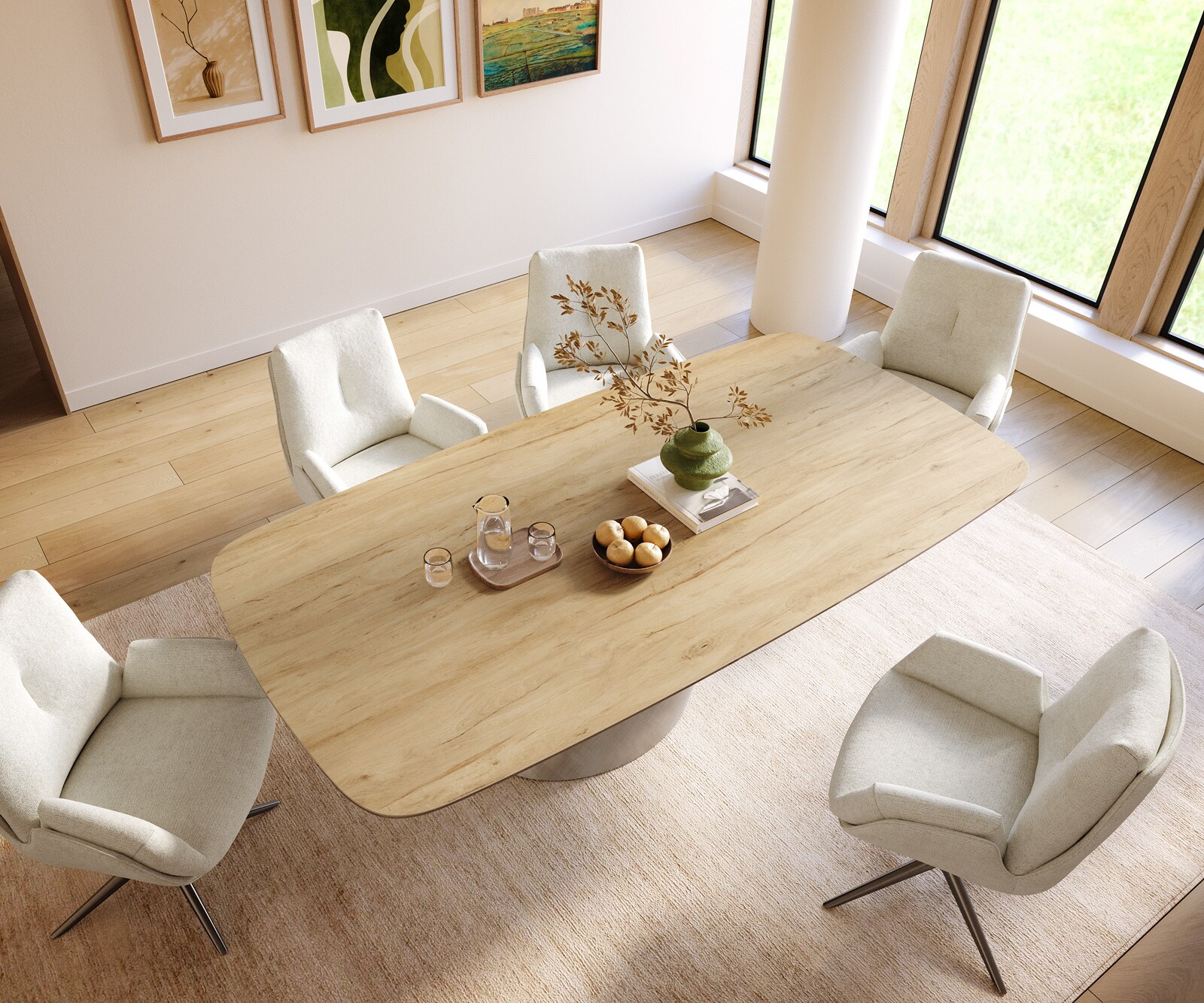 Eettafel Edge Boot 240x120 cm Keramiek Laminam® Sabbia Eichefarbig Cono Metaalic Zilver 3