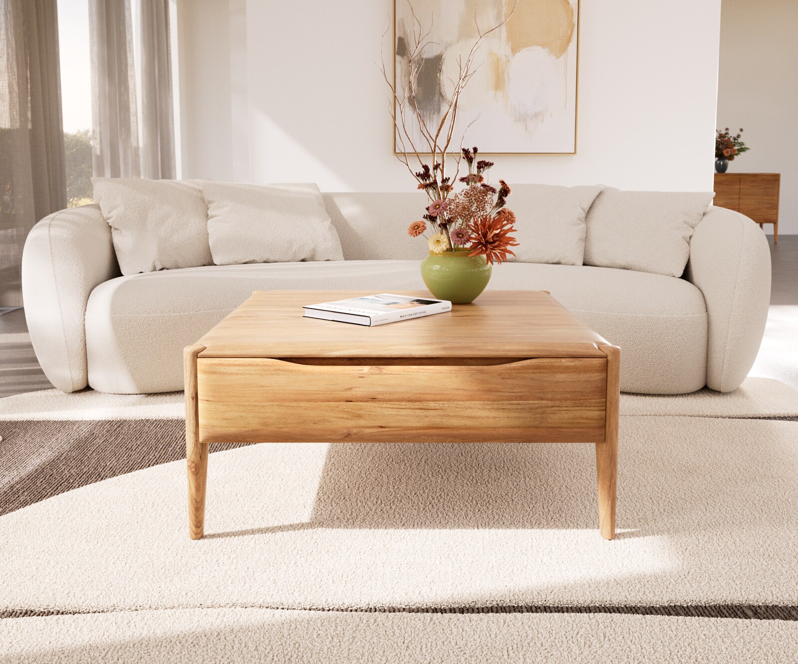 Salontafel Simcha 90x90 cm natuur acacia 1 klep 1