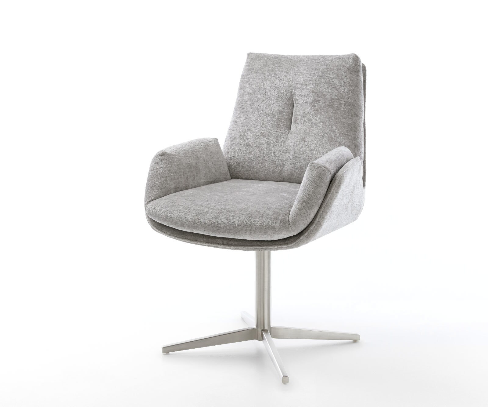 Draaistoel Clea-Flex chenille zilver grijs kruispoot roestvrij staal 360° draaibaar