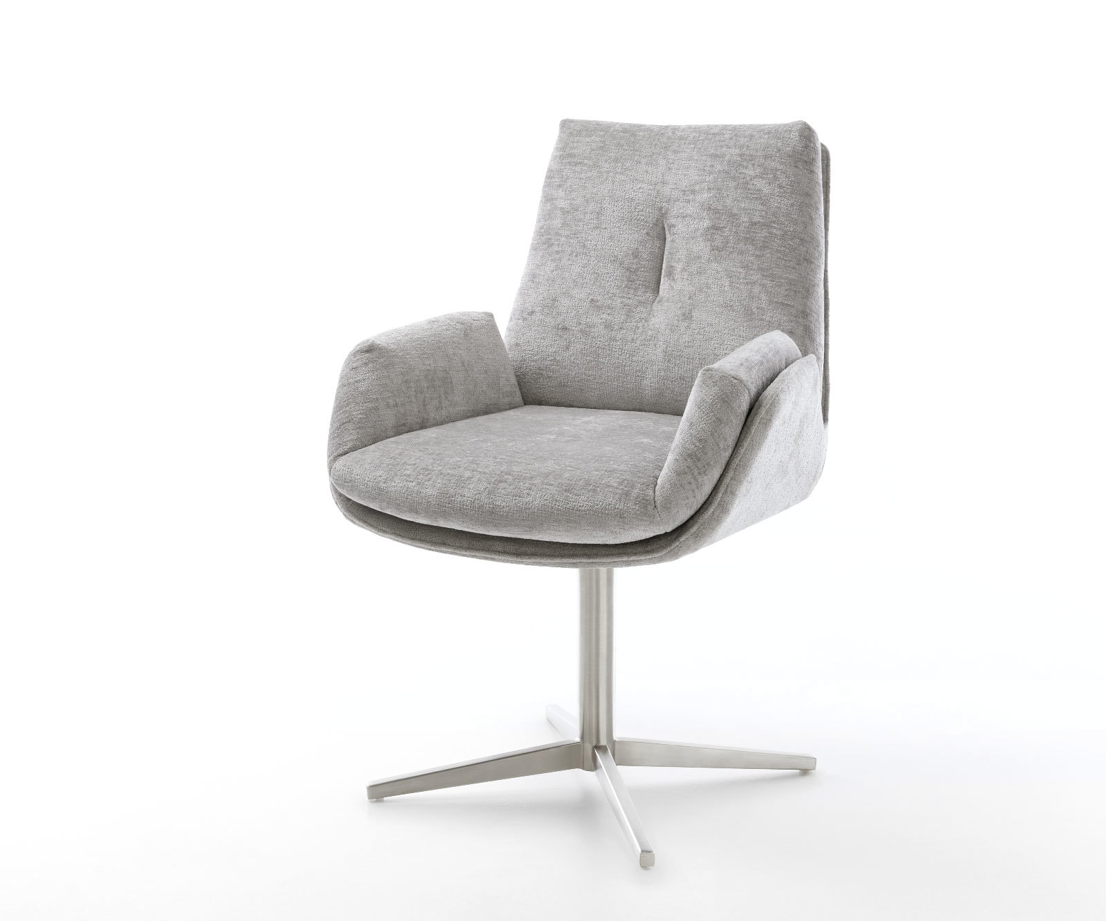 Draaistoel Clea-Flex chenille zilver grijs kruispoot roestvrij staal 360° draaibaar Draaistoel Clea-Flex chenille zilver grijs kruispoot roestvrij staal 360° draaibaar