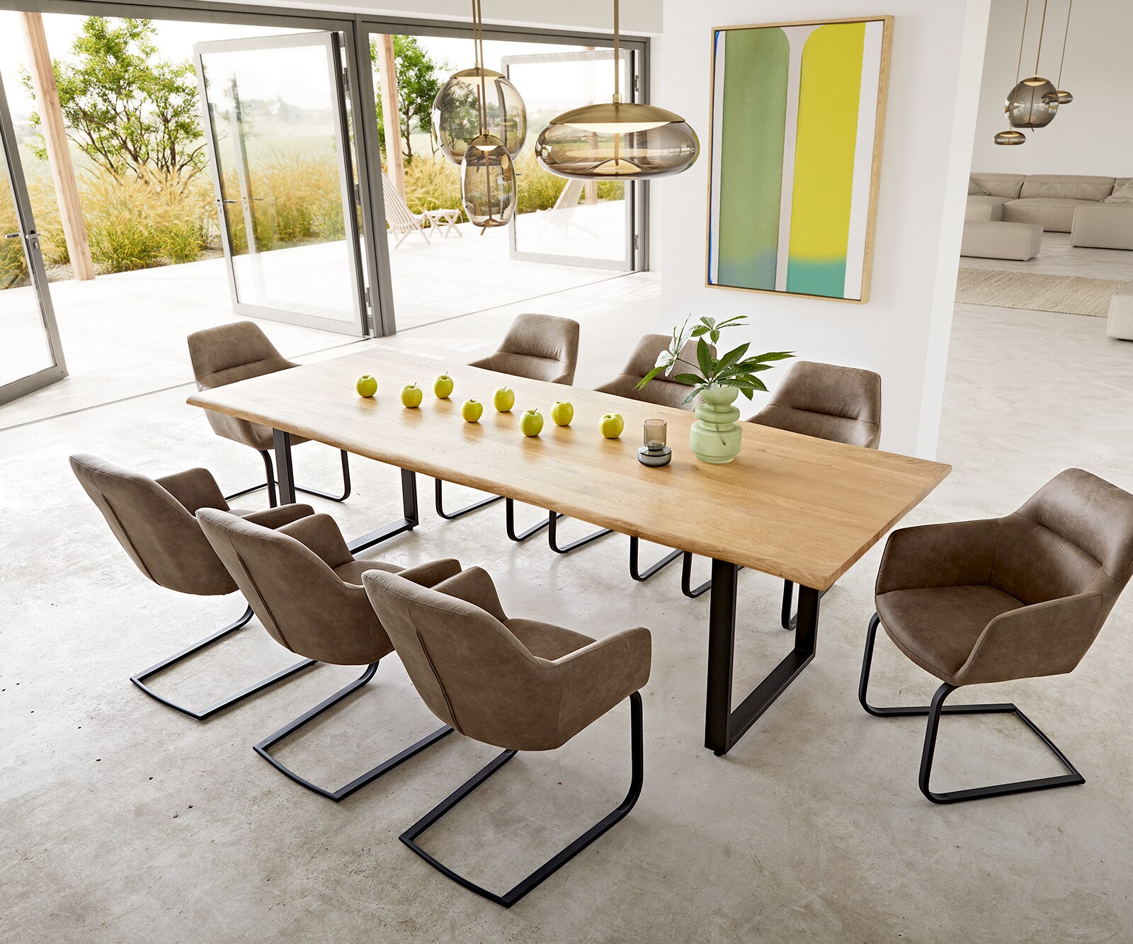 Eettafel Edge 260x100x2,5-3 eiken natuur skid zwart Live-Edge 8